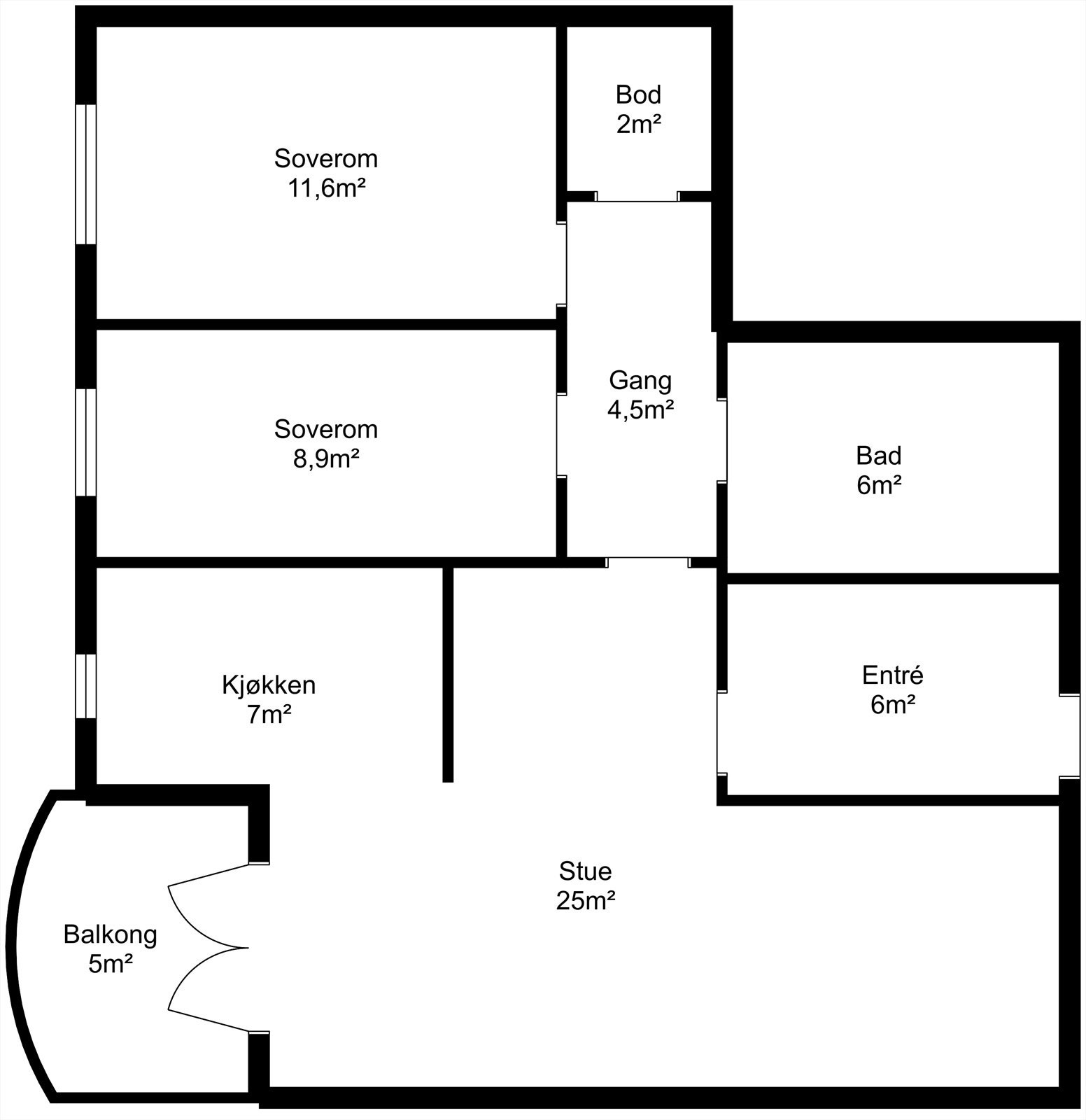 Planskisse 2. etasje - Sverres gate 11B. Galleribilde