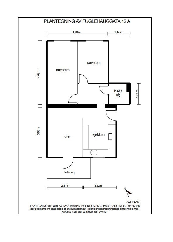 Allernativ planløsning med 2 soverom. Galleribilde