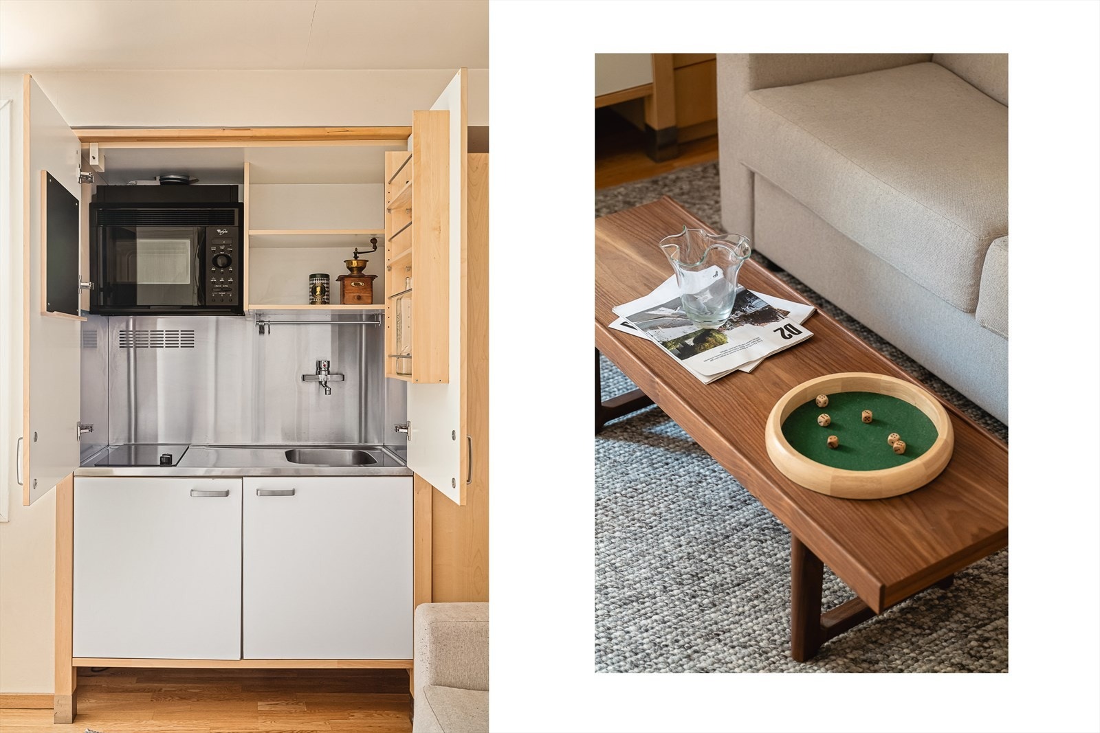 Praktisk kjøkken som kan åpnes/lukkes. Galleribilde