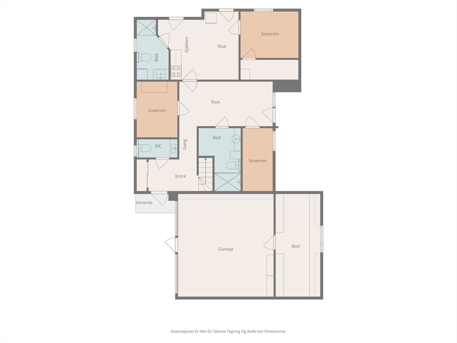 Plantegning, u.etasje. Galleribilde