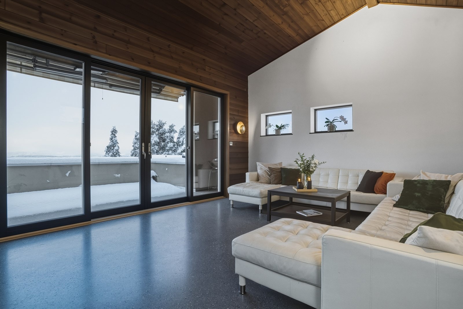 De store vindusflatene slipper inn rikelig med dagslys - fra stue er det også utgang til uteområde. Galleribilde