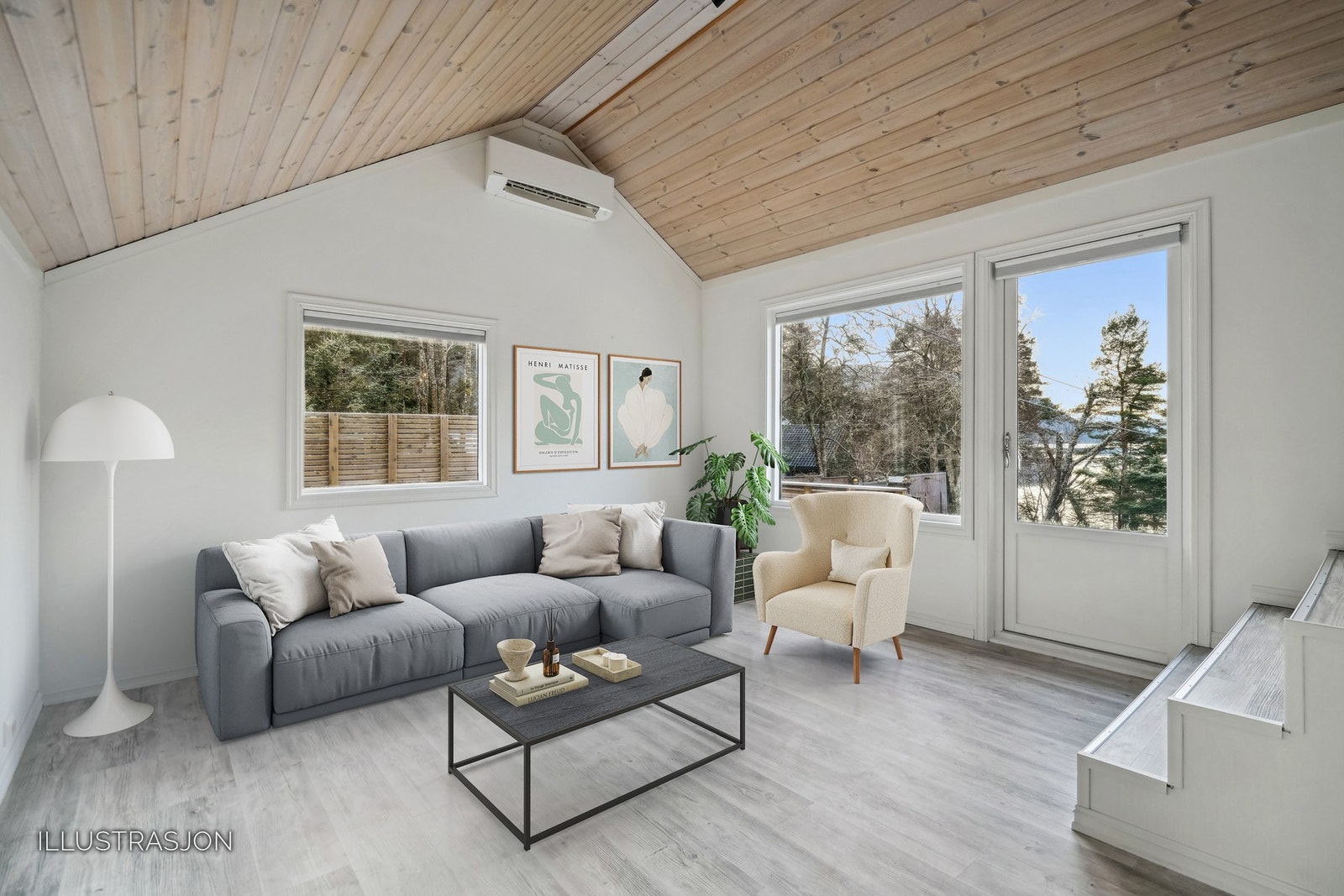 Varmepumpe montert på stue. Galleribilde