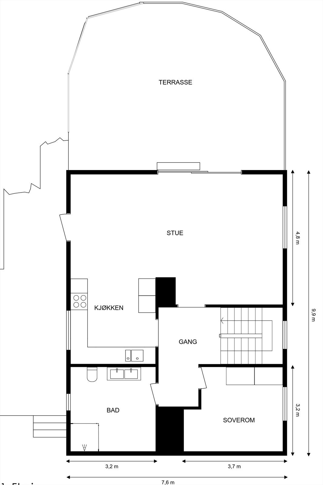 Plantegning 1. etasje Galleribilde