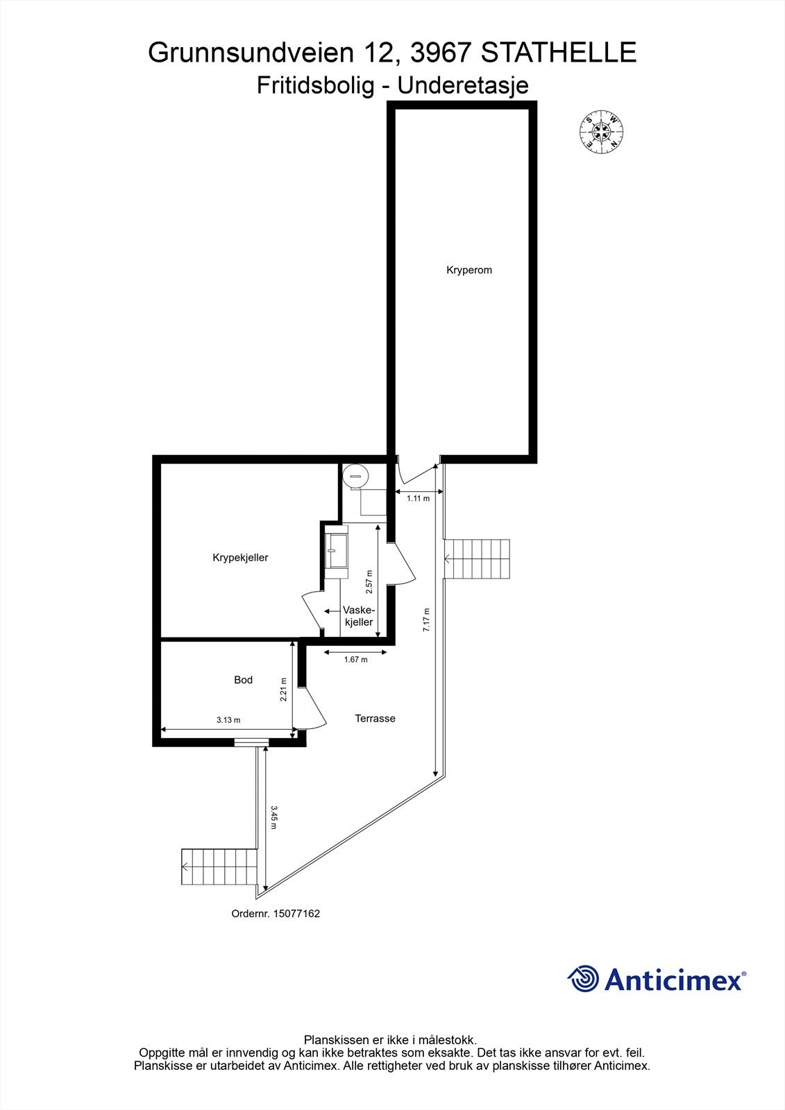 Underetasjen inneholder bod, vaskekjeller og en overbygd terrasse. Galleribilde