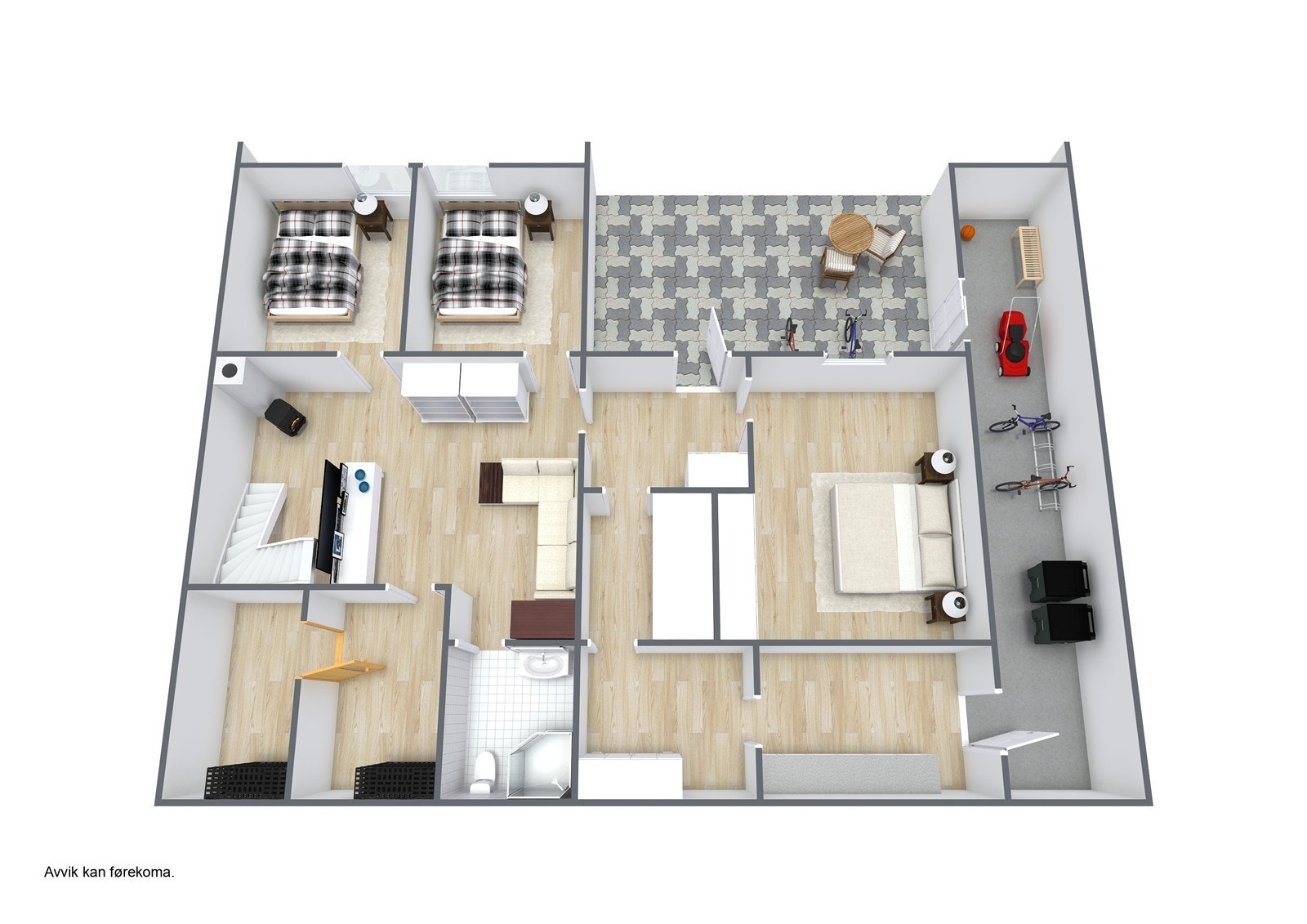 Planteikning 3D - u. etasje. Galleribilde