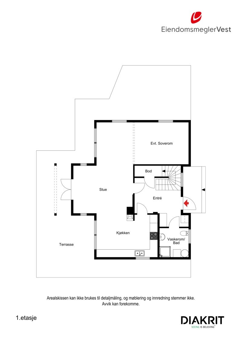 2D planskisse av hovedetasjen. Galleribilde