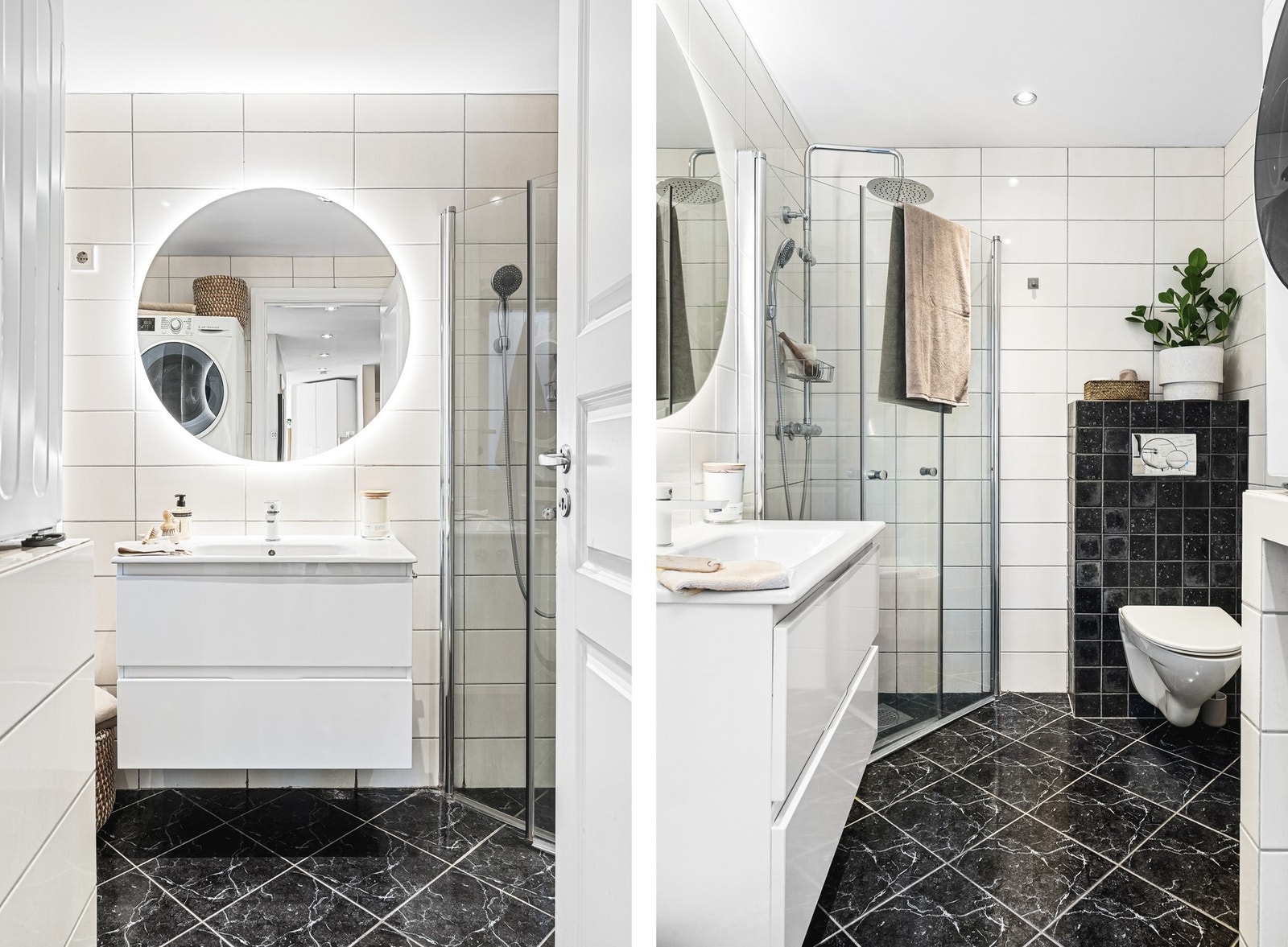 Romslig, helfliset bad med varmekabler i gulv. Galleribilde