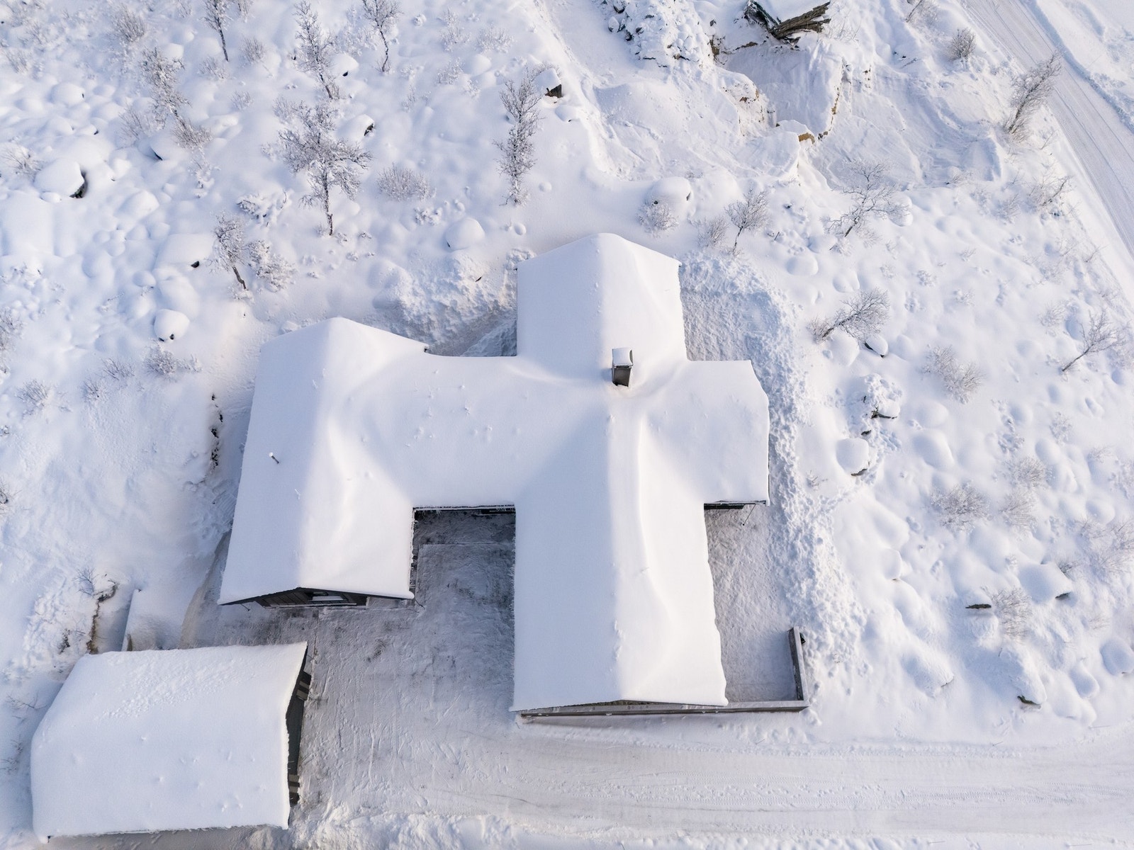 Hytten sett i fugleperspektiv Galleribilde