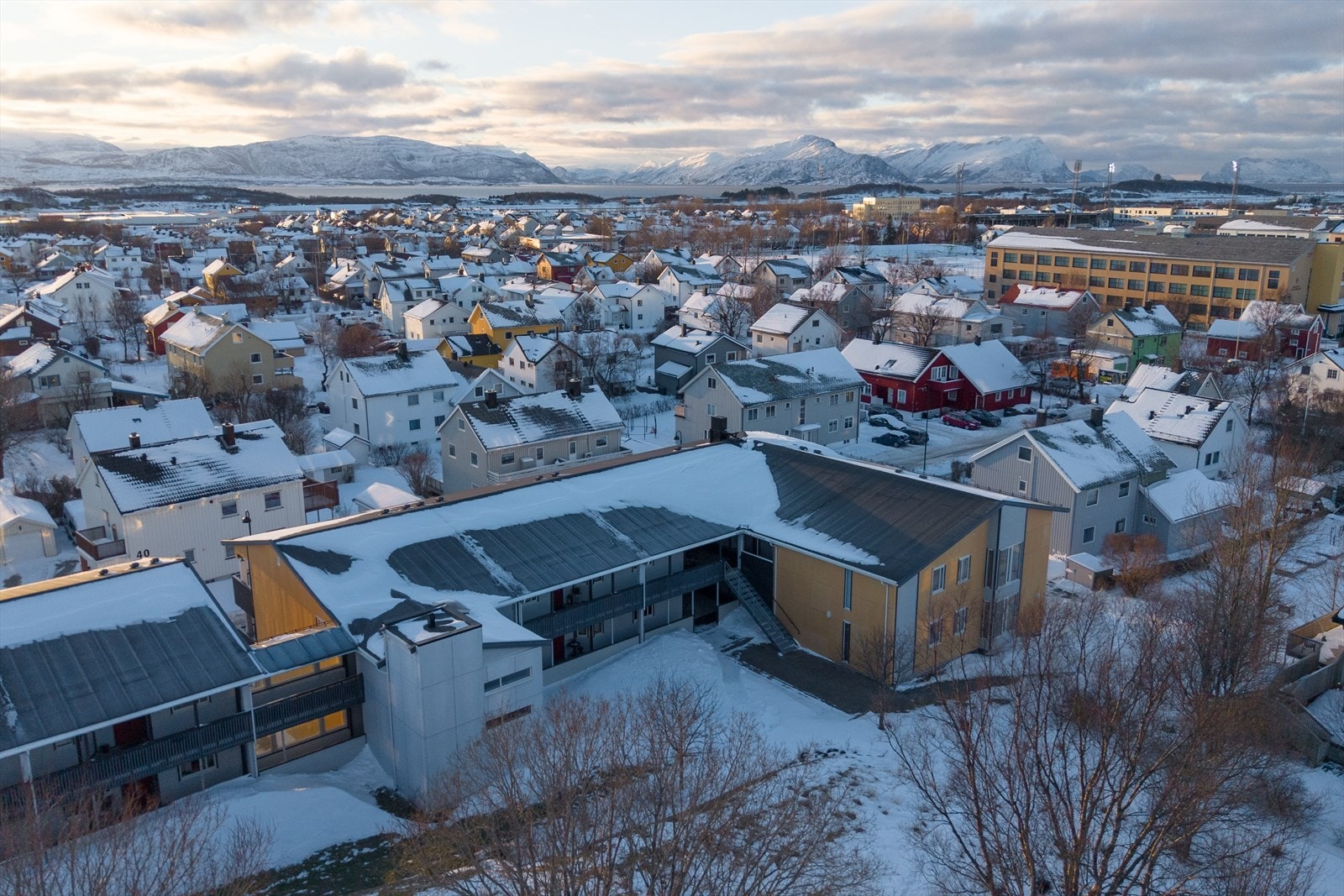 Dronebilde av blokka Galleribilde