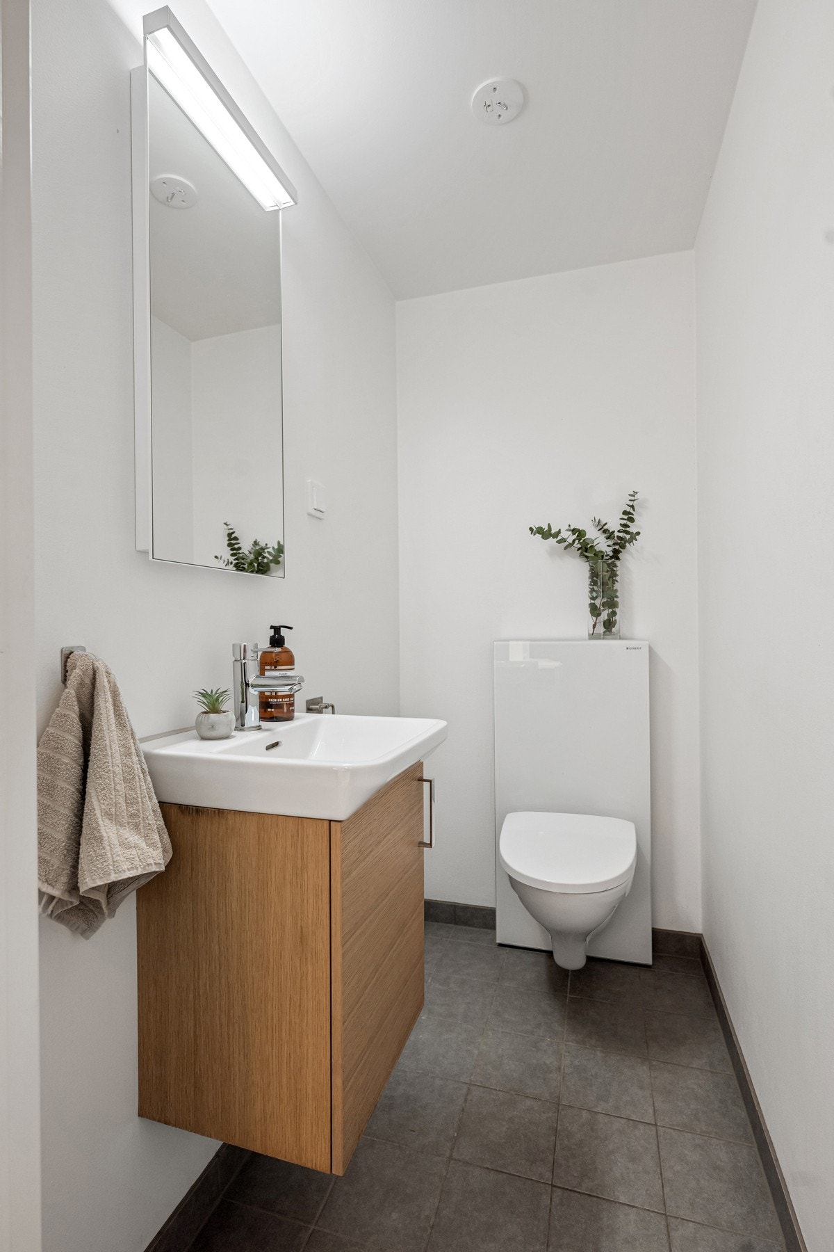 I entréen er det også et praktisk toalettrom i stil med badet. Galleribilde