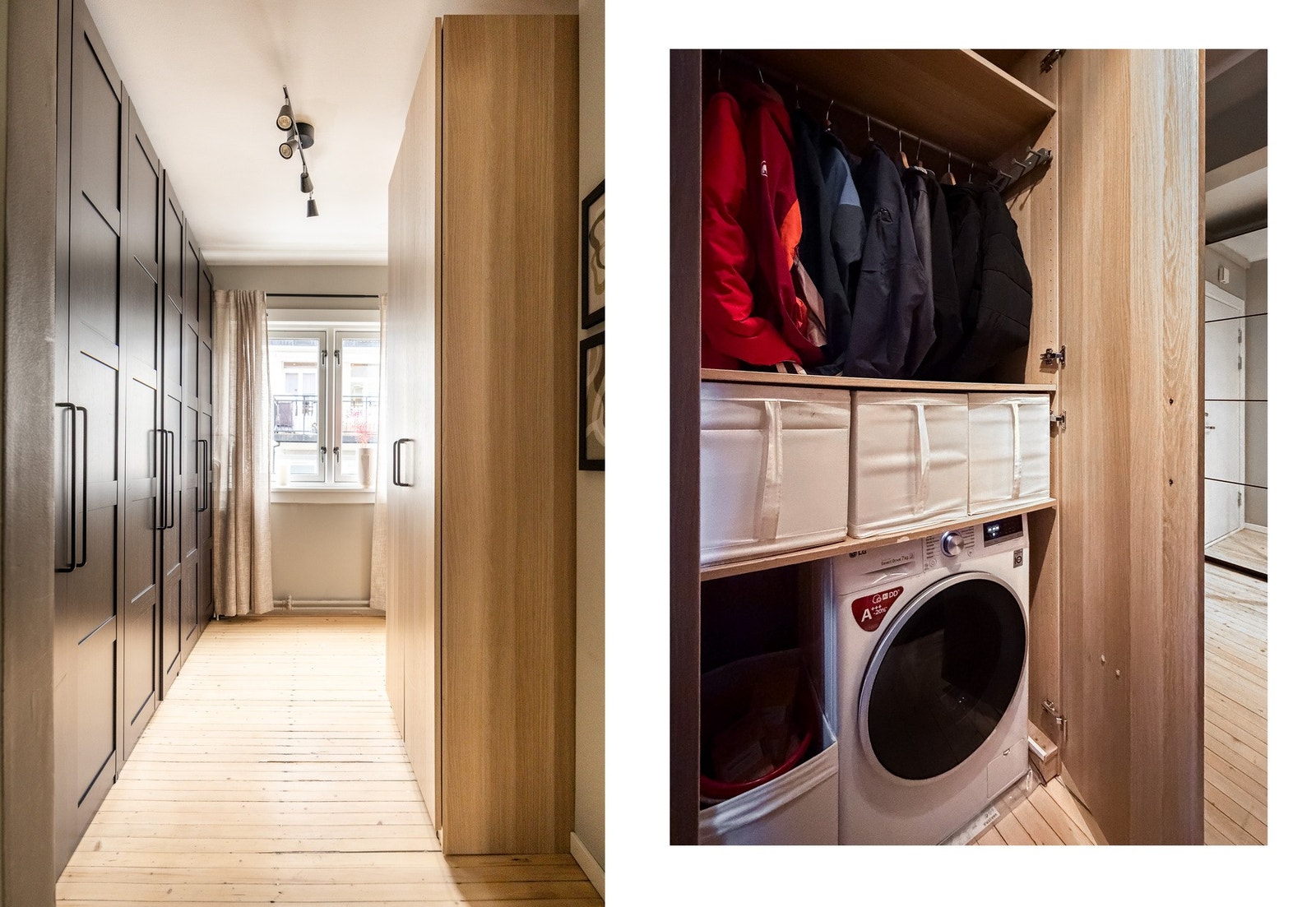 Stort omkledningsrom, hvor man har gode oppbevaringsmuligheter. Galleribilde