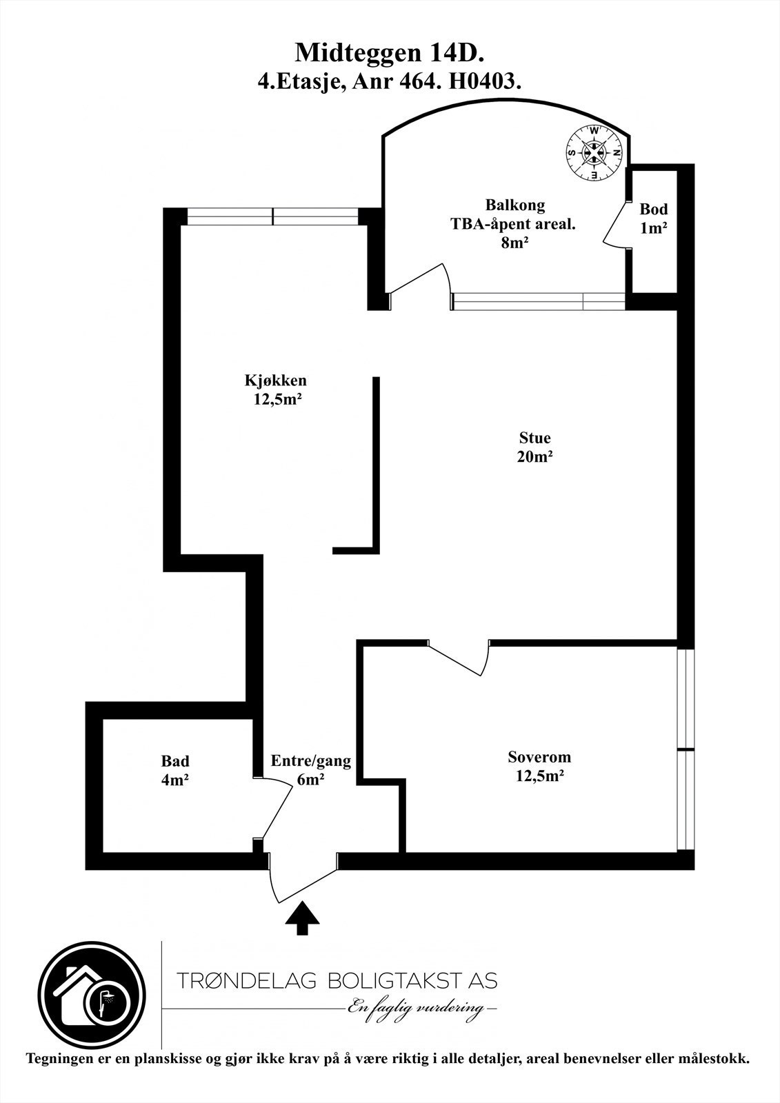 Plantegning av leiligheten i 4. etasje. Galleribilde