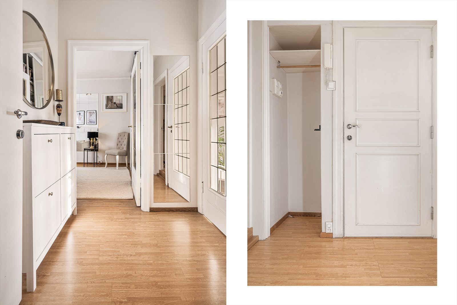 Entreen er lys og luftig med plass til oppbevaring av sko og yttertøy. Galleribilde