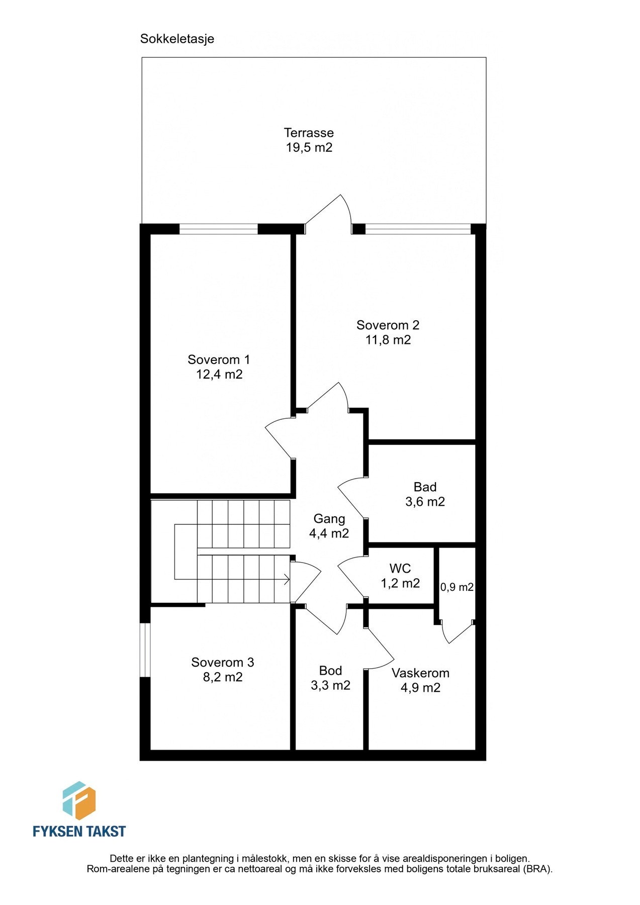 Planskisse sokkeletasje. Galleribilde
