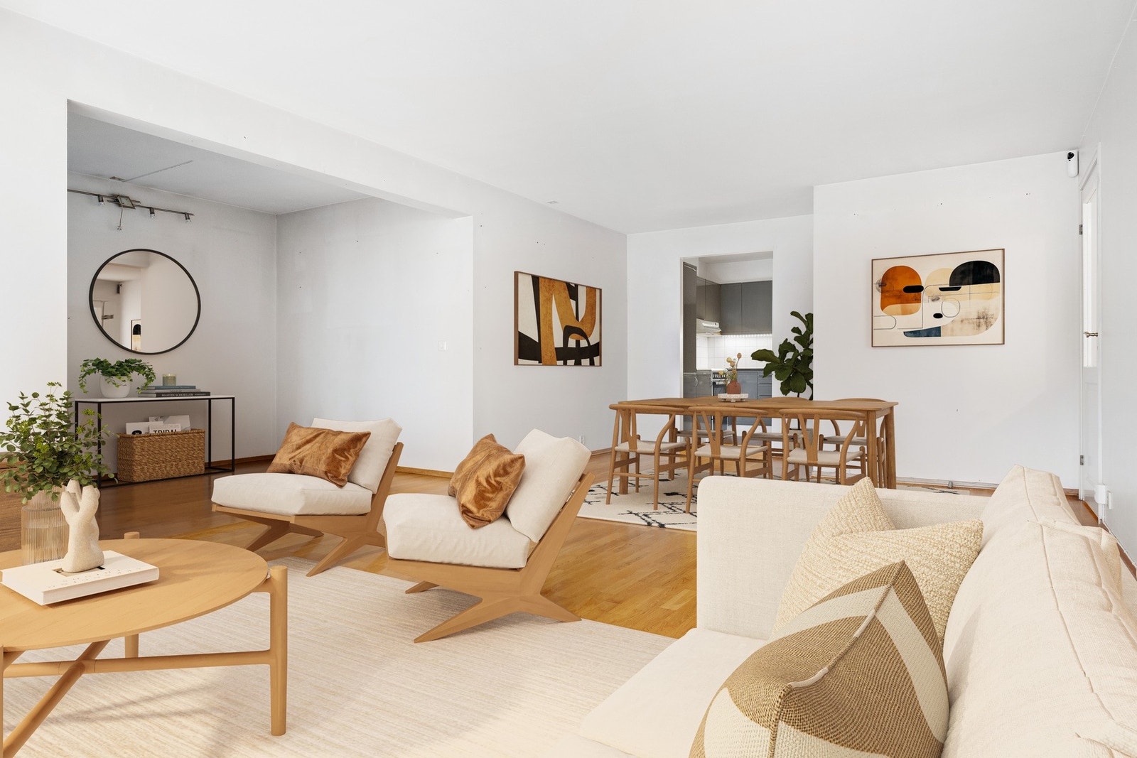 Leiligheten illustrert med digital 3-d møblering Galleribilde