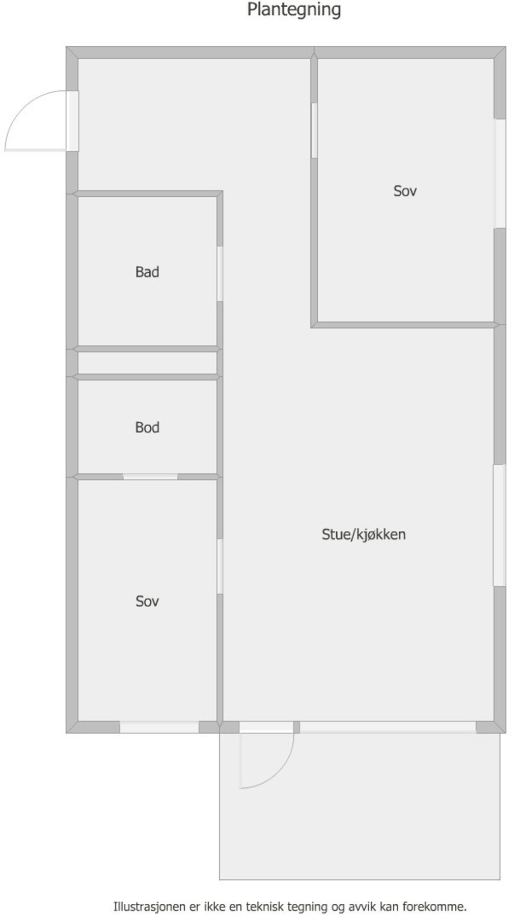 Plantegning 3 roms i toppetasje Galleribilde