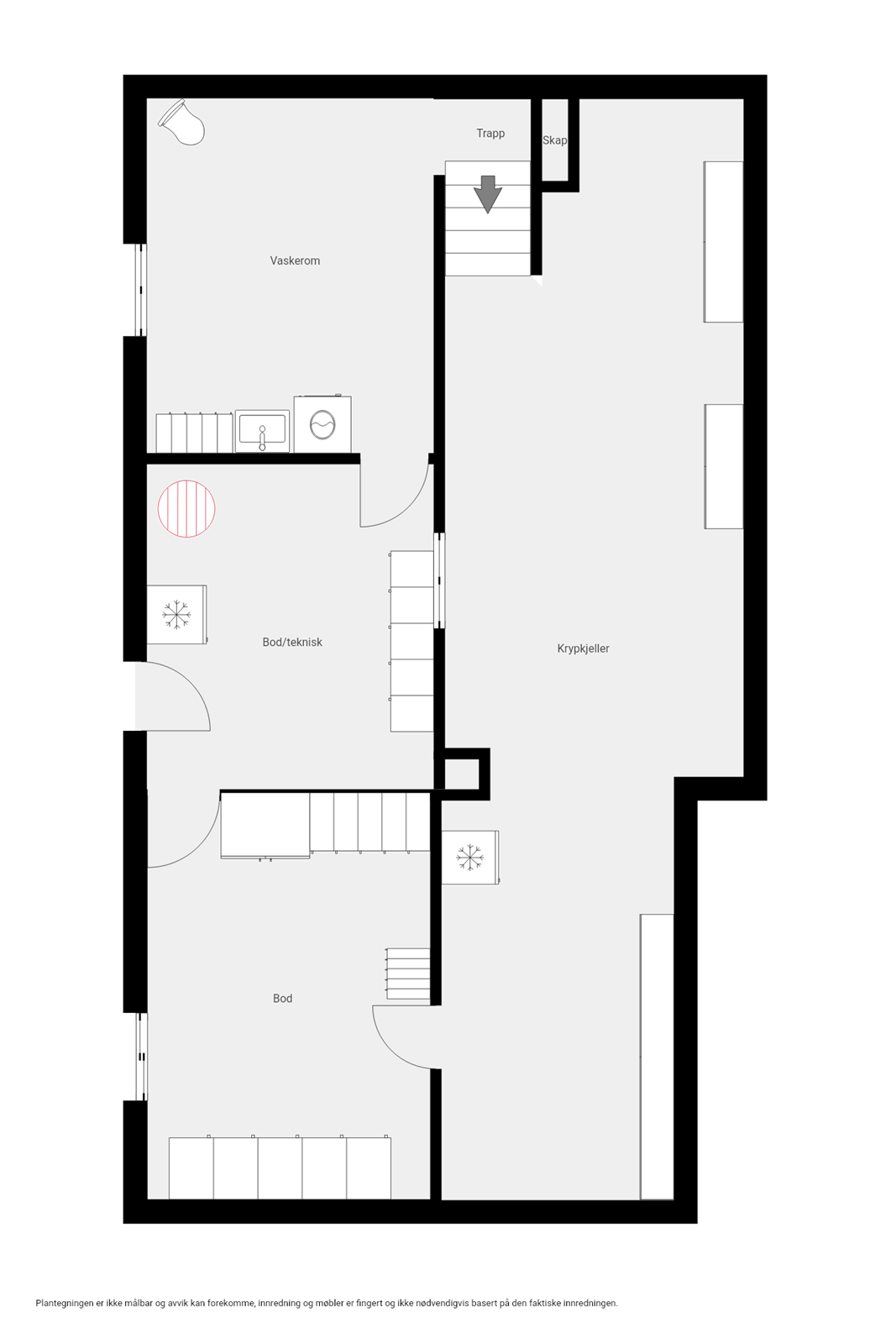 Plantegning - Underetasje/kjeller. Galleribilde