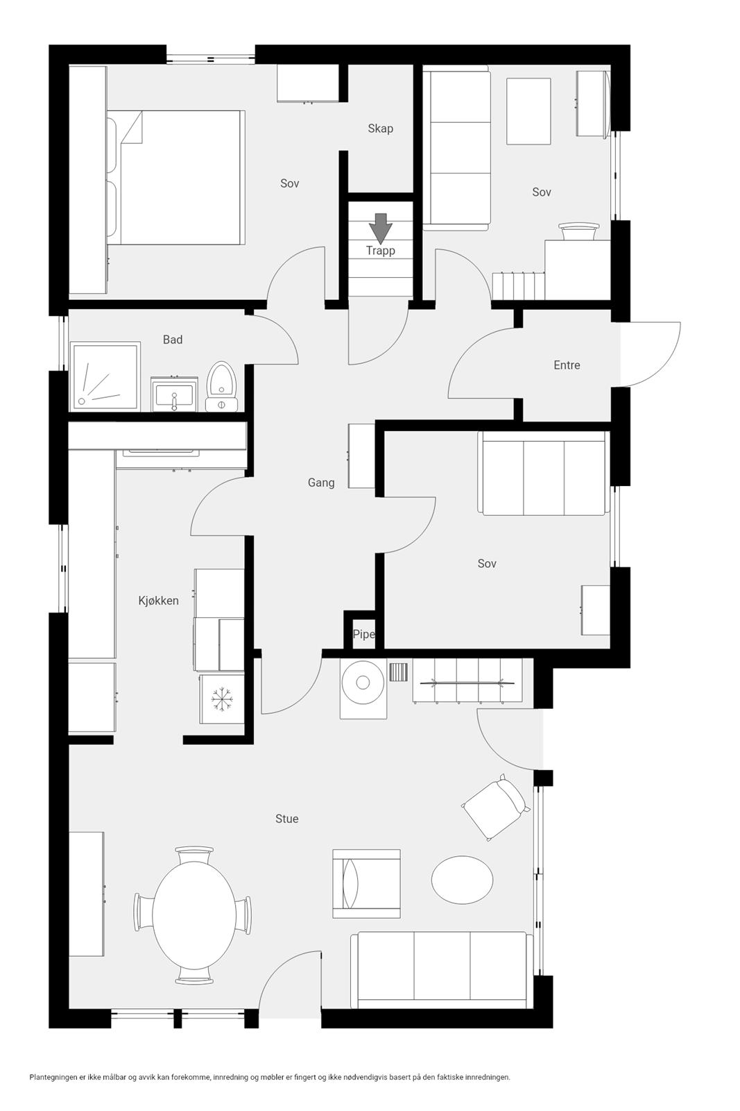 Plantegning - Hovedetasje/1. etasje. Galleribilde