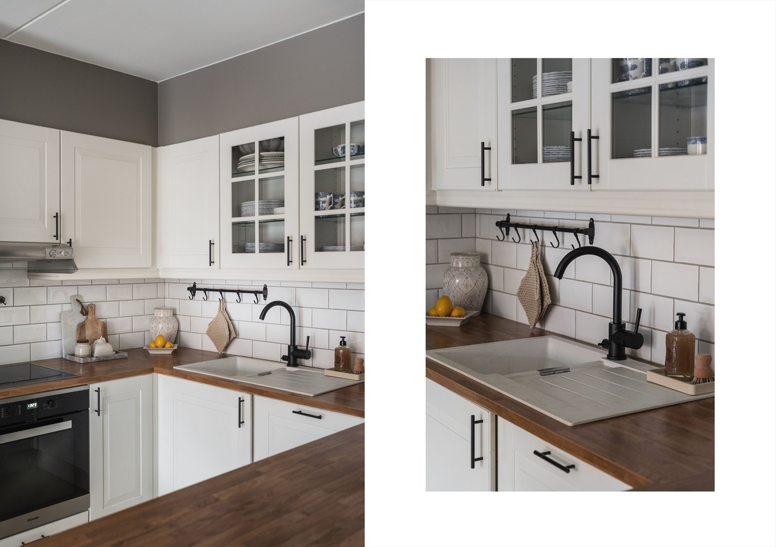 Lekkert kjøkken med integrerte hvitevarer Galleribilde