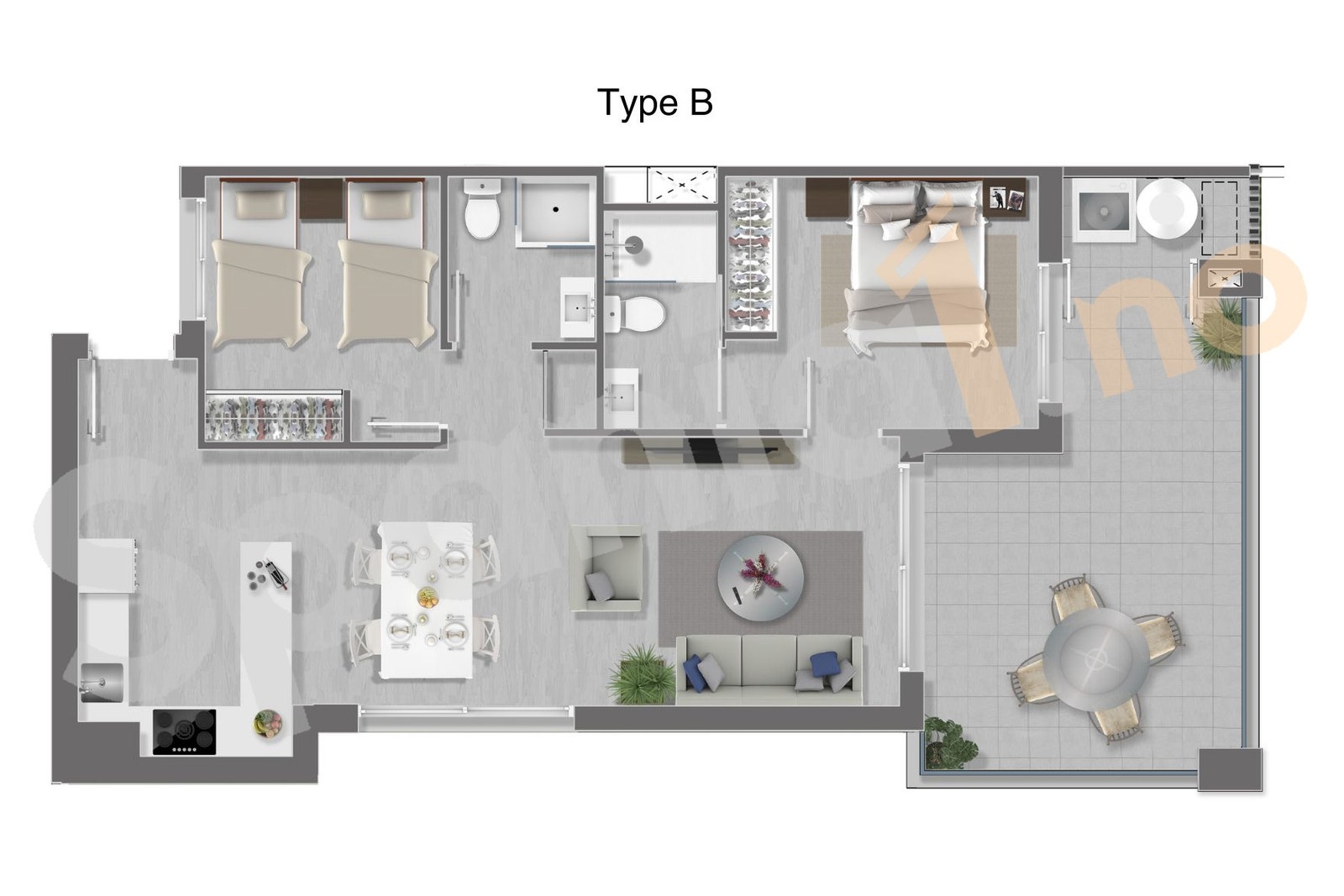 Plantegning leilighet type B Galleribilde