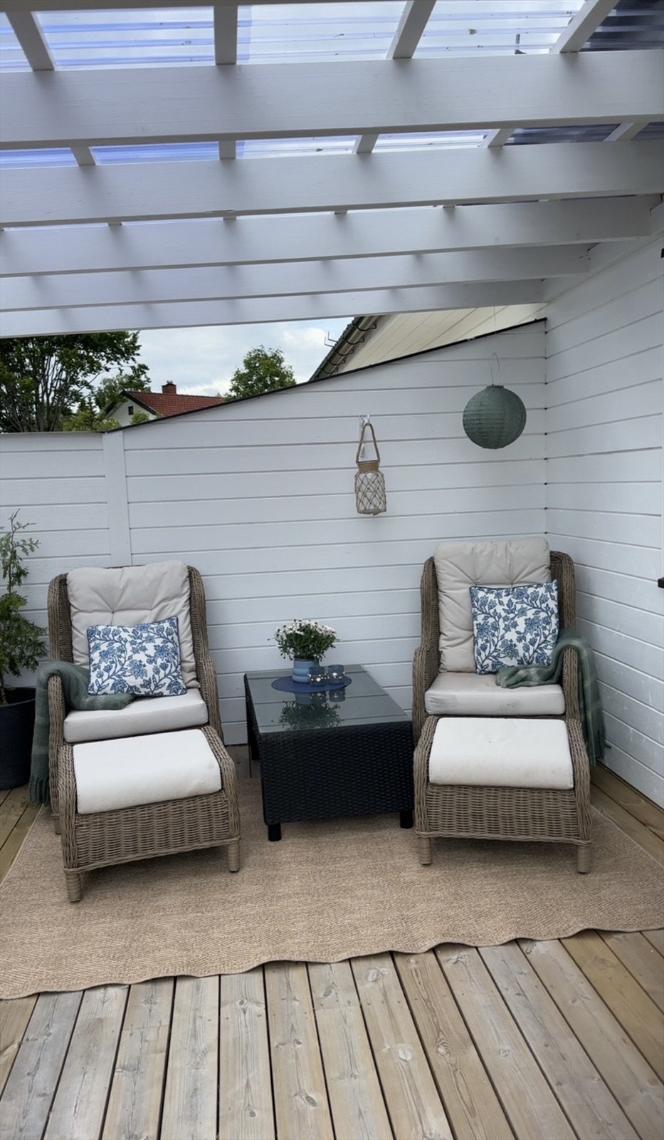 Terrassen er delvis overbygget og her sitter man tørt og lunt. Galleribilde