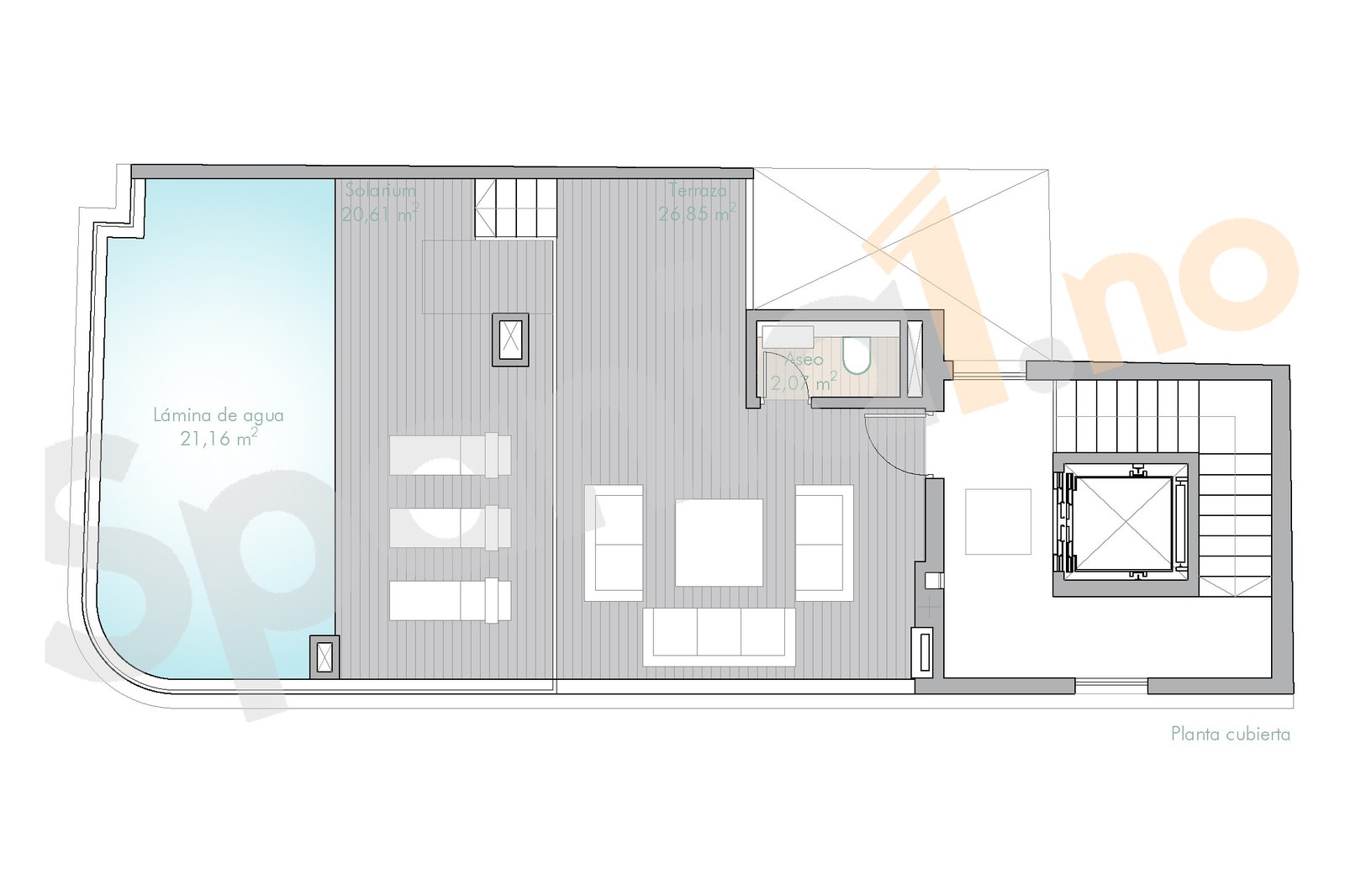 Plantegning takterrasse Galleribilde