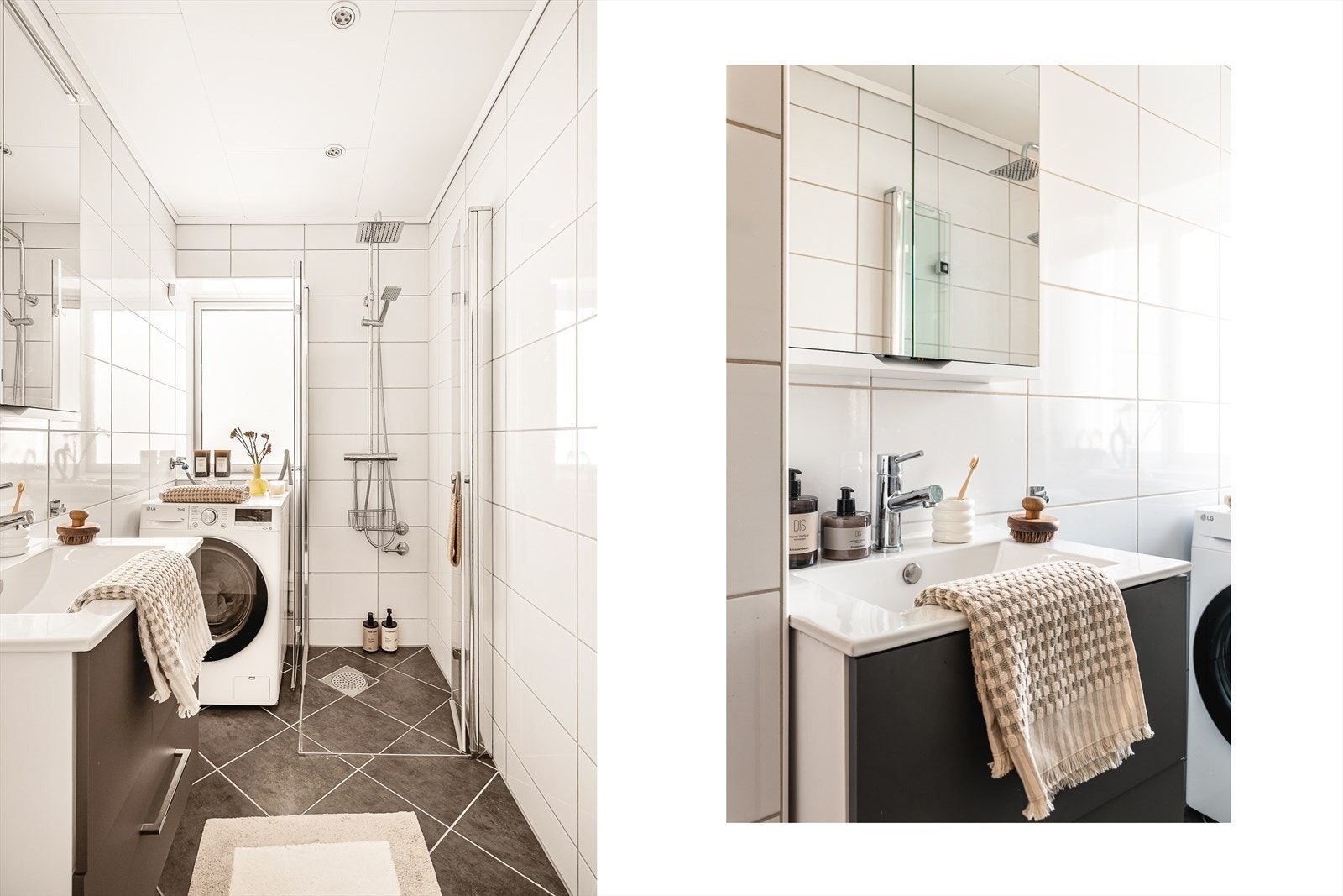 Badet og toalettrommet ble oppgrader i 2012 ifølge tidligere eier. Badet har opplegg for vaskemaskin og er innredet med servant, speil og dusjkabinett. Montering av dusjvegger, speilskap og baderomsmøbel ble gjort av Svalland VVS i 2023
og 2024. Galleribilde