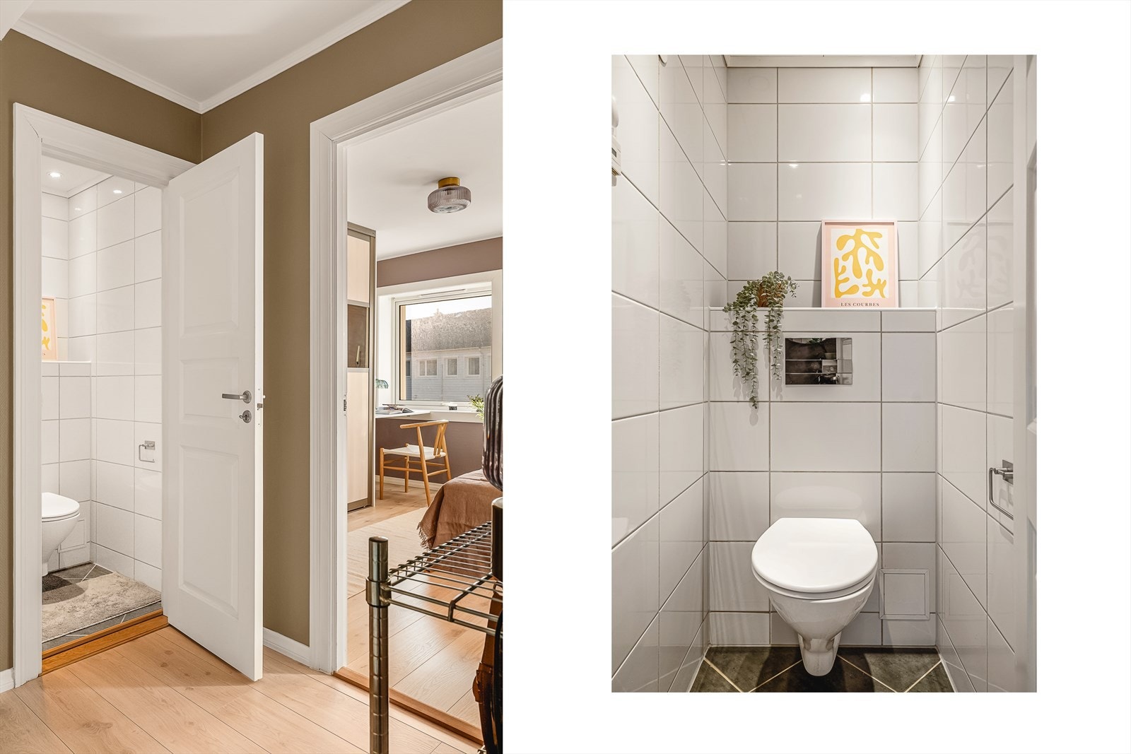 Bådet badet og toalettrommet har fliser på gulv og vegger samt varmekabler i gulv. Galleribilde