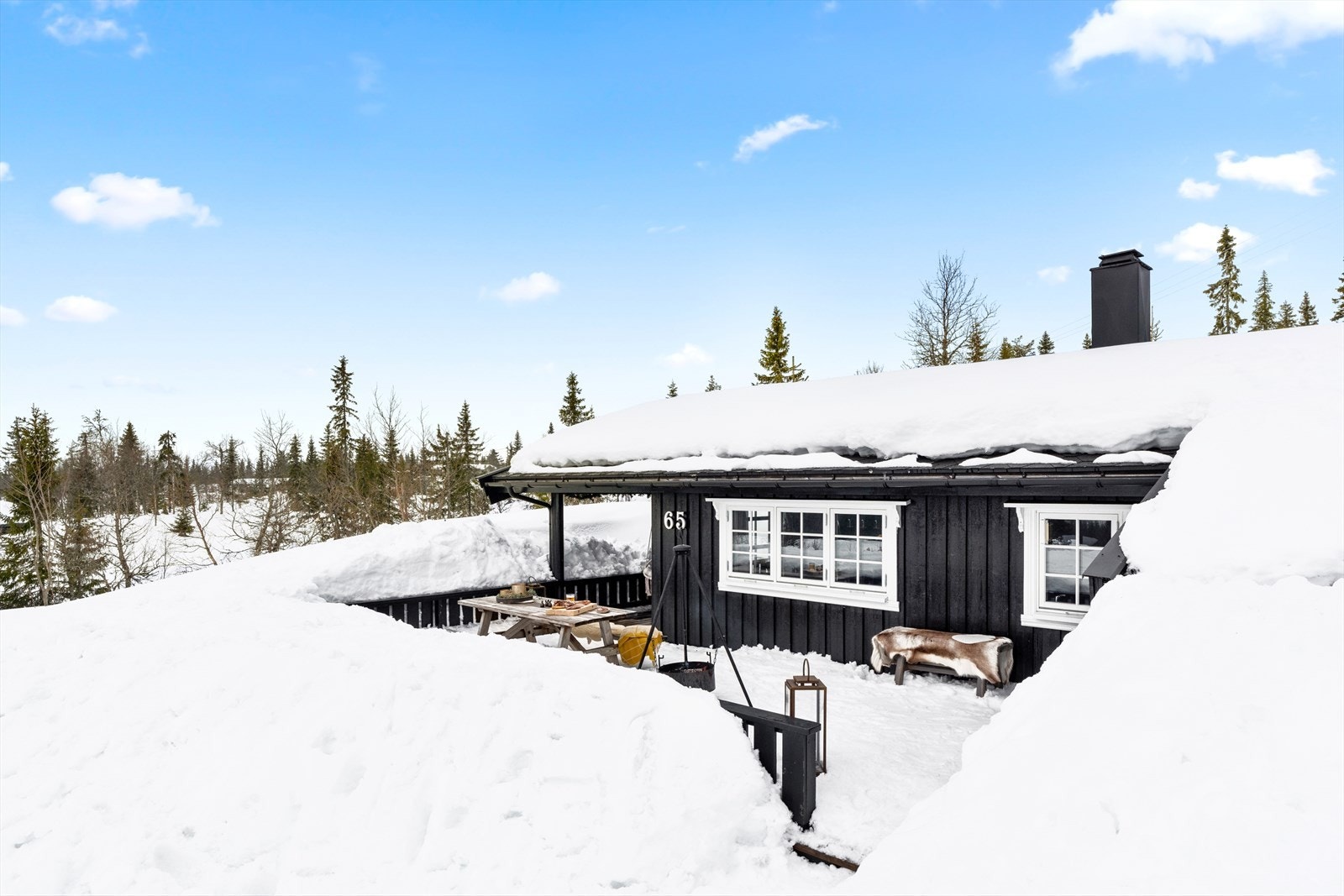 Et idyllisk hyttefelt for hele året hvor du kan gå rett ut i skiløypa om vinteren, eller turstier om sommeren. Galleribilde