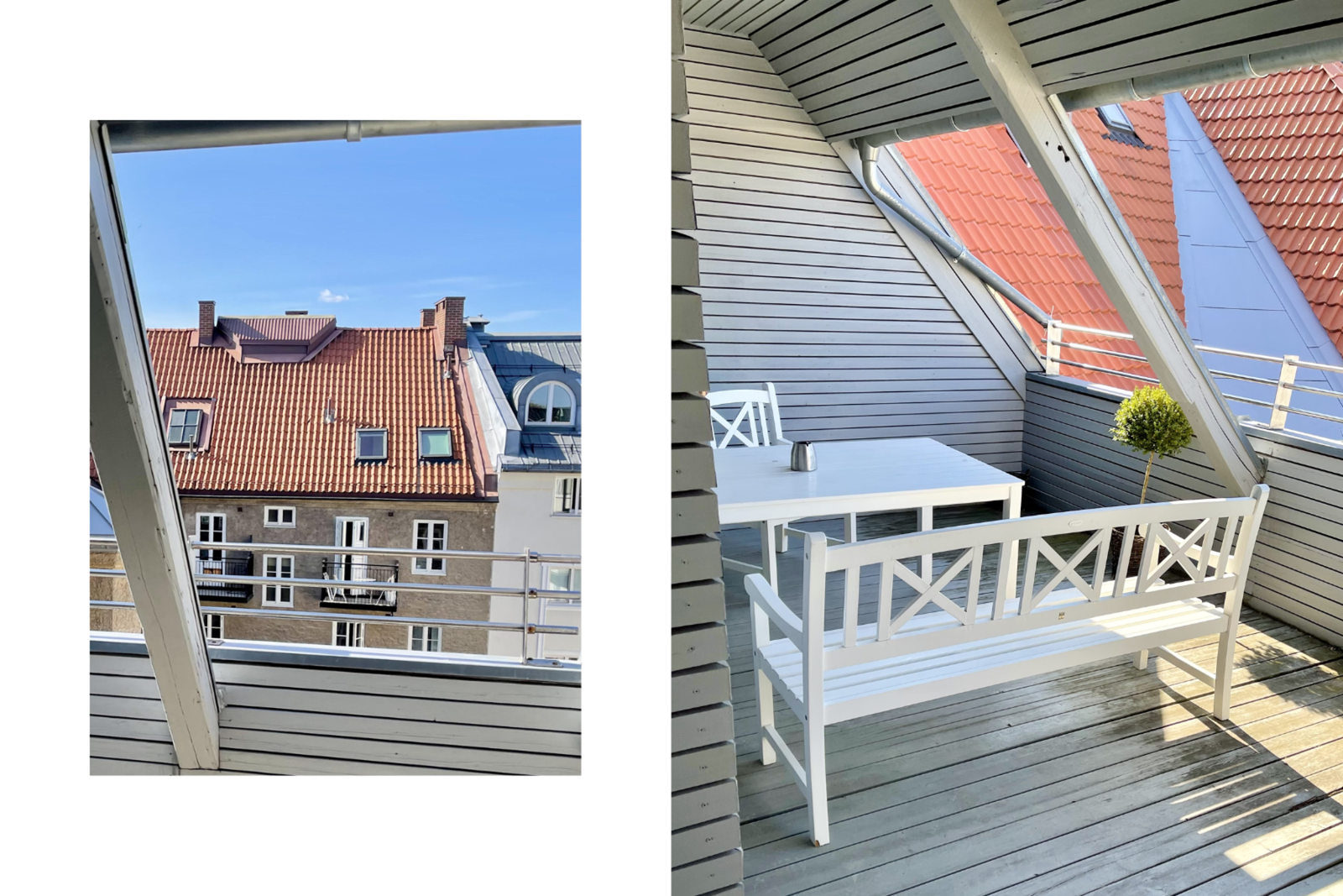 Sommer på takterrassen. Selger har selv hatt flere middagsselskap på takterrassen. Selgers private bilder. Galleribilde