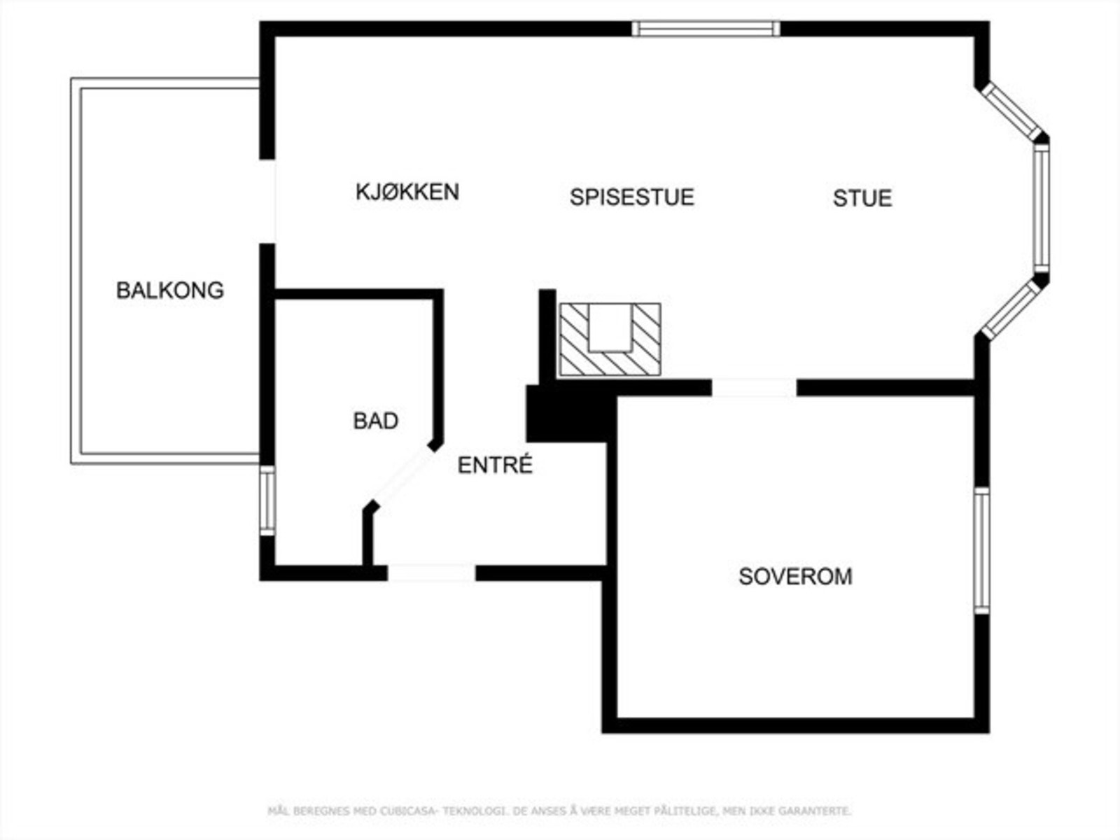 Plantegning av annen leilighet som viser utvidelse av bad Galleribilde