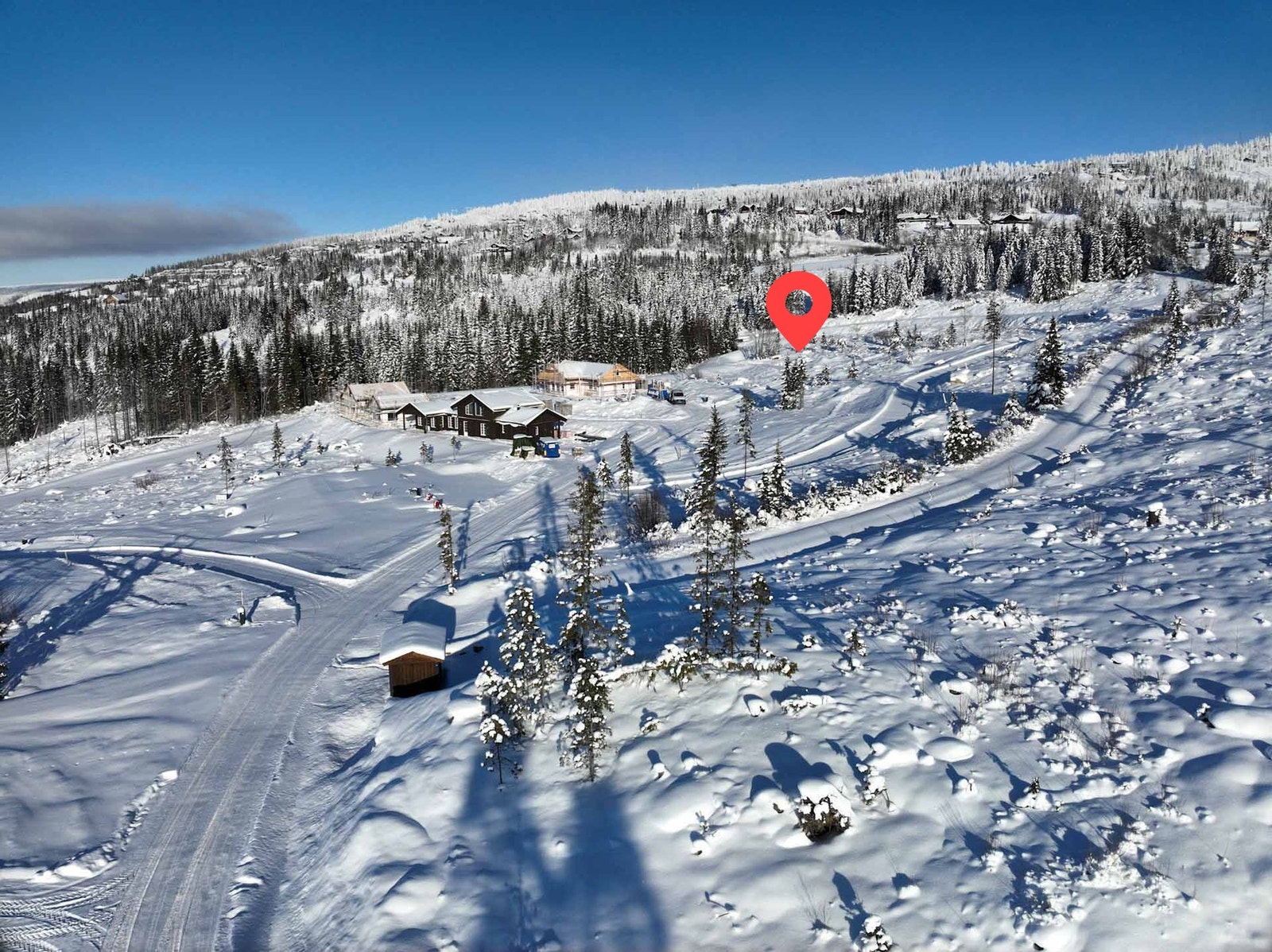 Tomt 12 ligger helt oppe i feltet ved tilfartsløypa Galleribilde