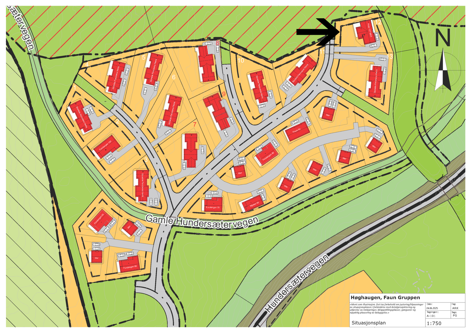 Tomtekart med tomt 12 markert Galleribilde