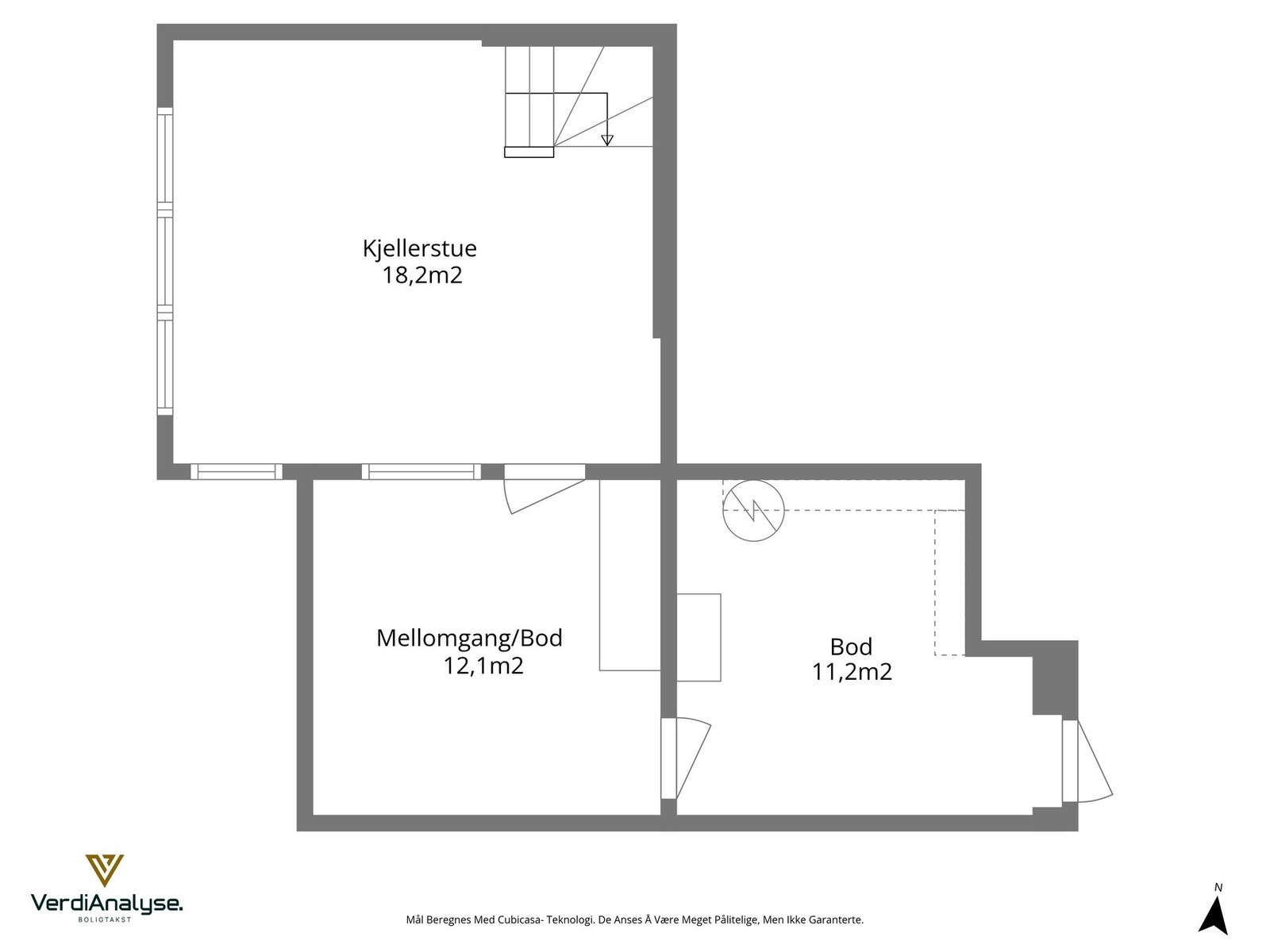 Planskisse med areal for kjelleretasje. Galleribilde
