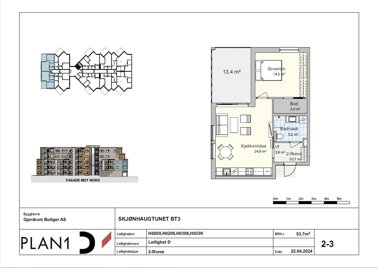 Prosjektets bygningstegning speilvendt Galleribilde