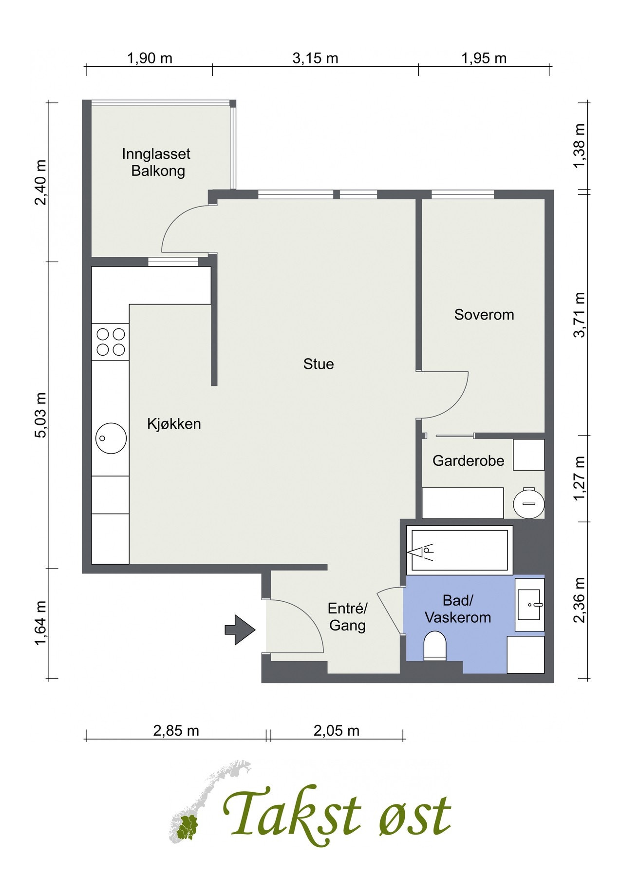 Planløsningen er luftig, med tydelige soner for hvert rom som skaper en følelse av romslighet og oversikt. I tillegg disponerer leiligheten en kjellerbod på 1,4 kvm. Galleribilde