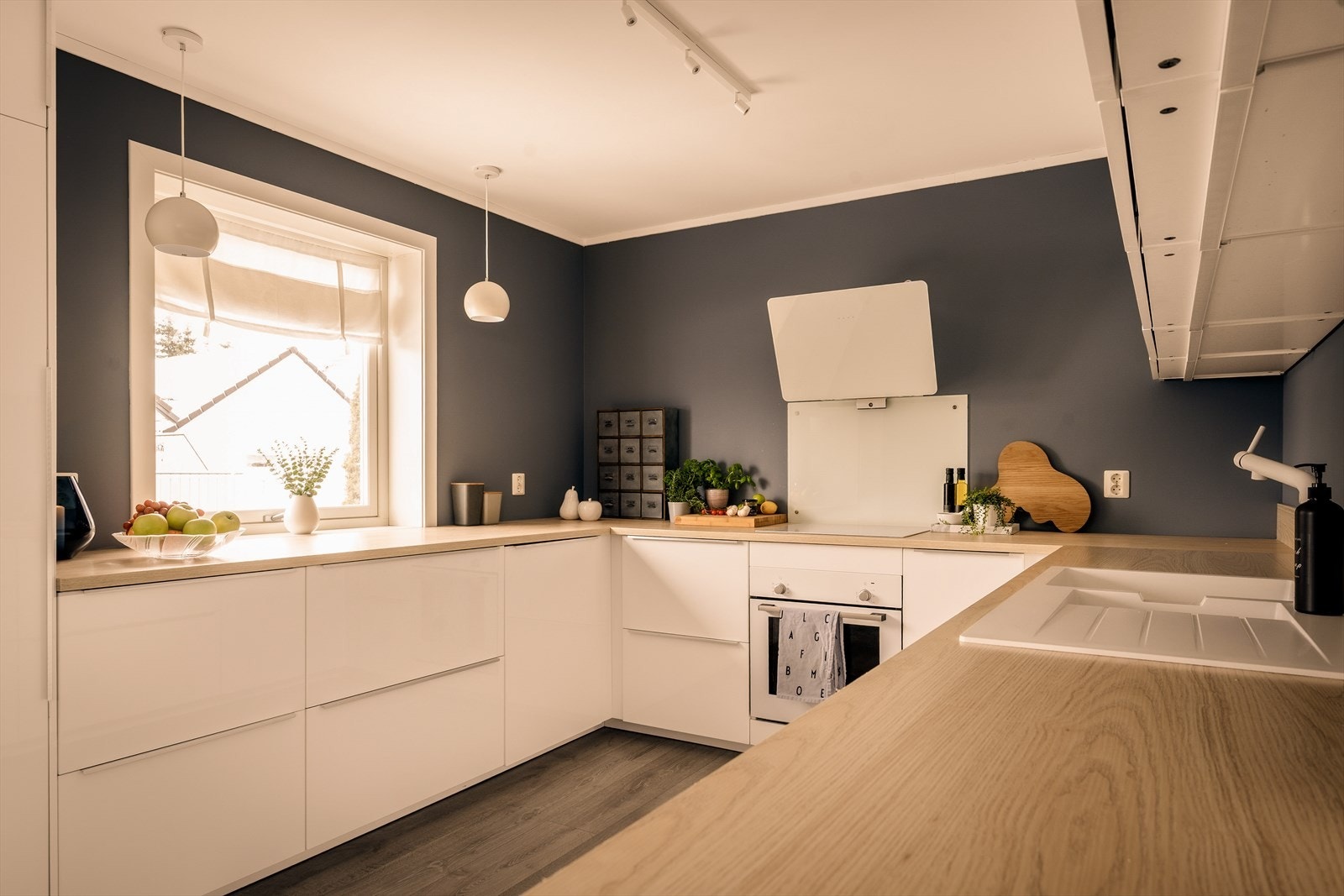 Ved stekesonen er det montert kitchenboard, komfyrvakt og ventilator. Galleribilde