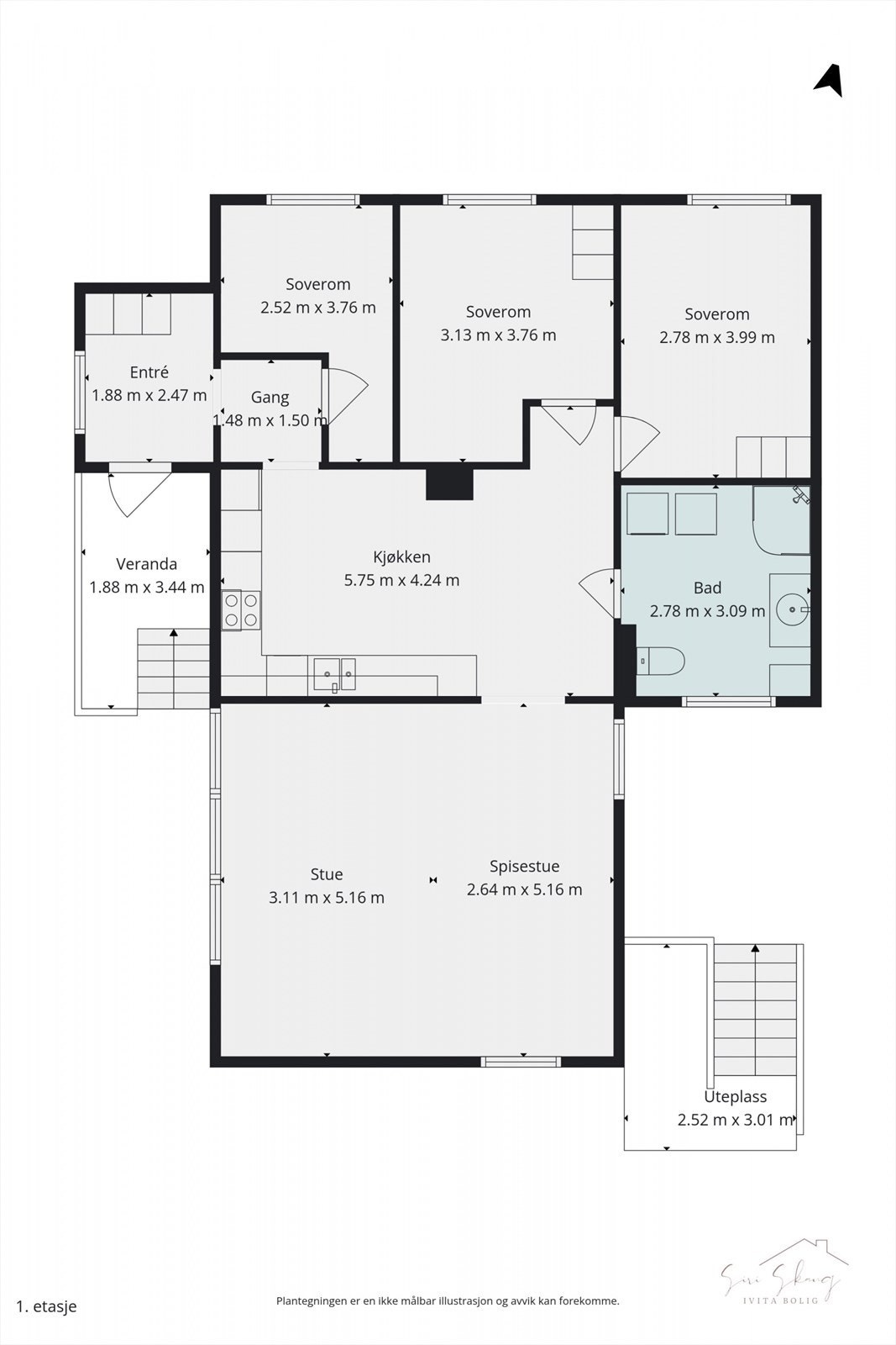 2D planskisse av hoveddelen. Galleribilde