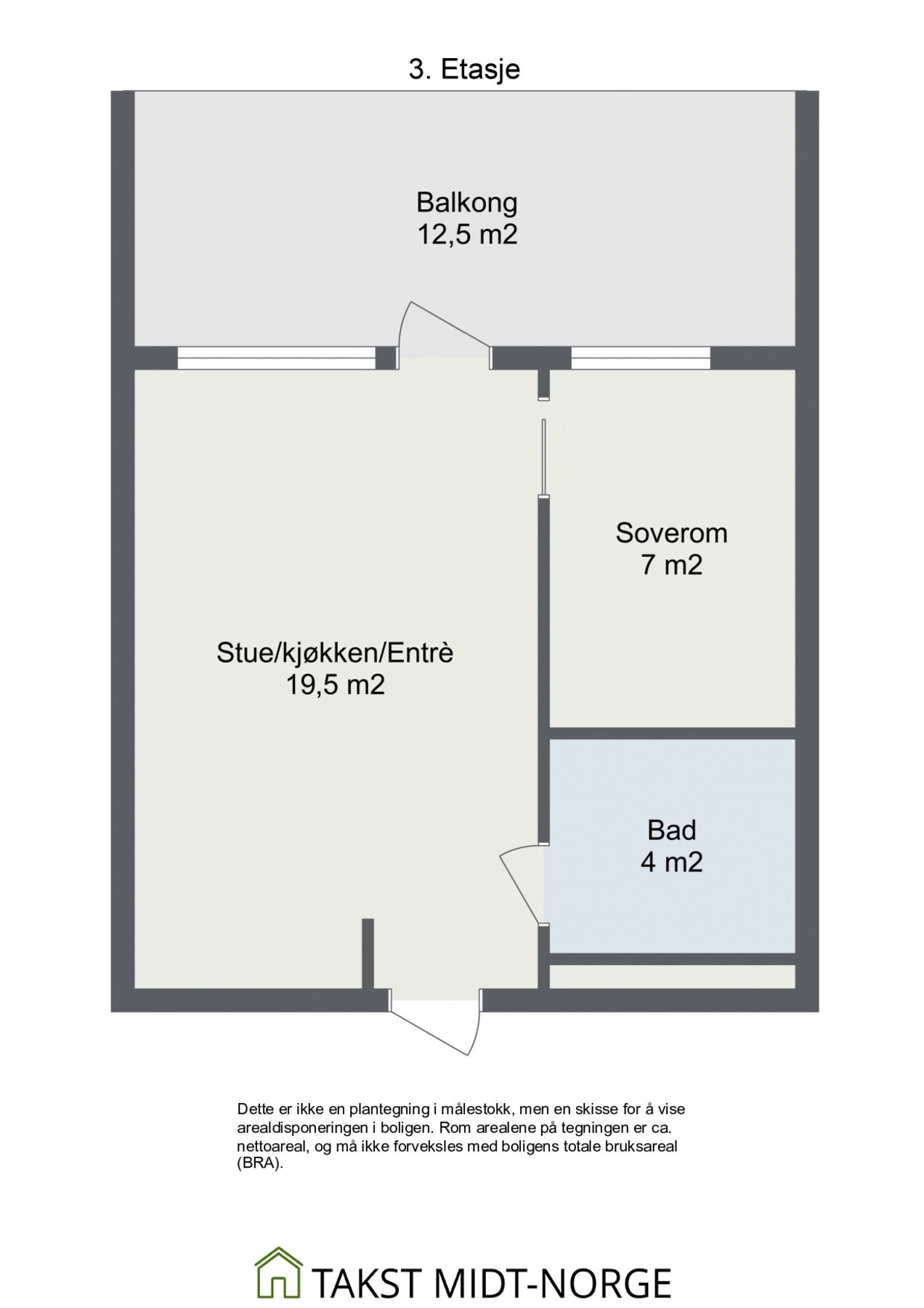 Planskisse 3. etasje. Øvrig: privat bod i kjeller samt fast plass i p-kjeller medfølger. Galleribilde