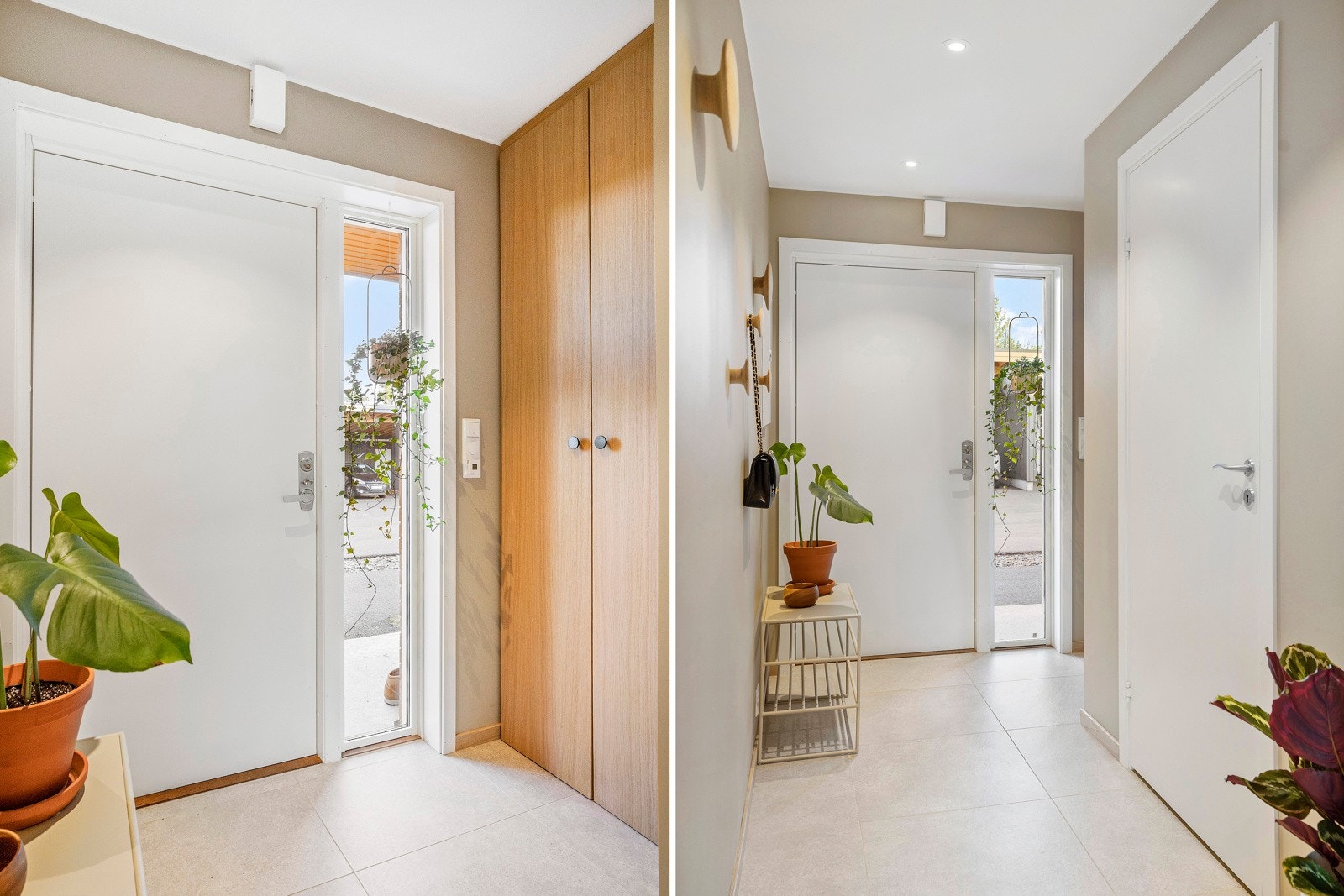 Velkommen inn! Man ønskes velkommen av en meget innbydende entré med garderobeskap bygget av møbelsnekker, varmekabler og store, lyse gulvfliser. Dette er et pent og oppgradert hjem! Galleribilde