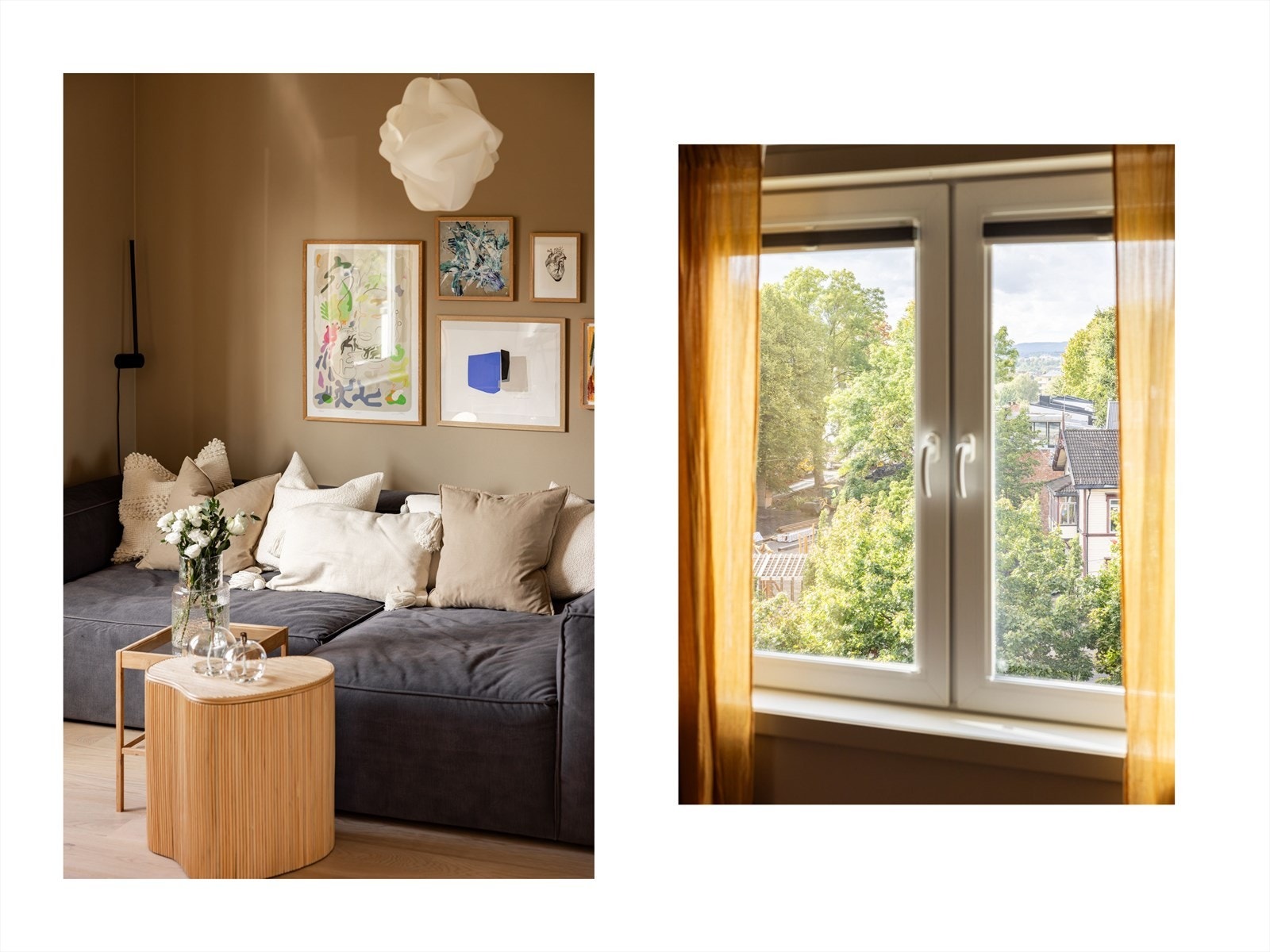 Hyggelig og "grønn" utsikt om sommeren fra flere av vinduene. Bildene ble tatt i sommer for å optimalisere bildene, ikke fordi den har vært ute for salg før. Galleribilde