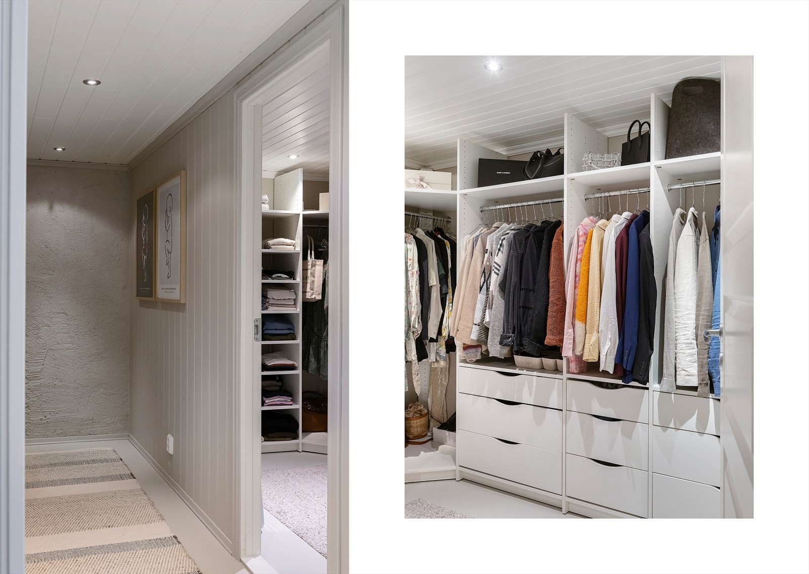 Walk-in closet/bod med plassbygd innredning. Galleribilde