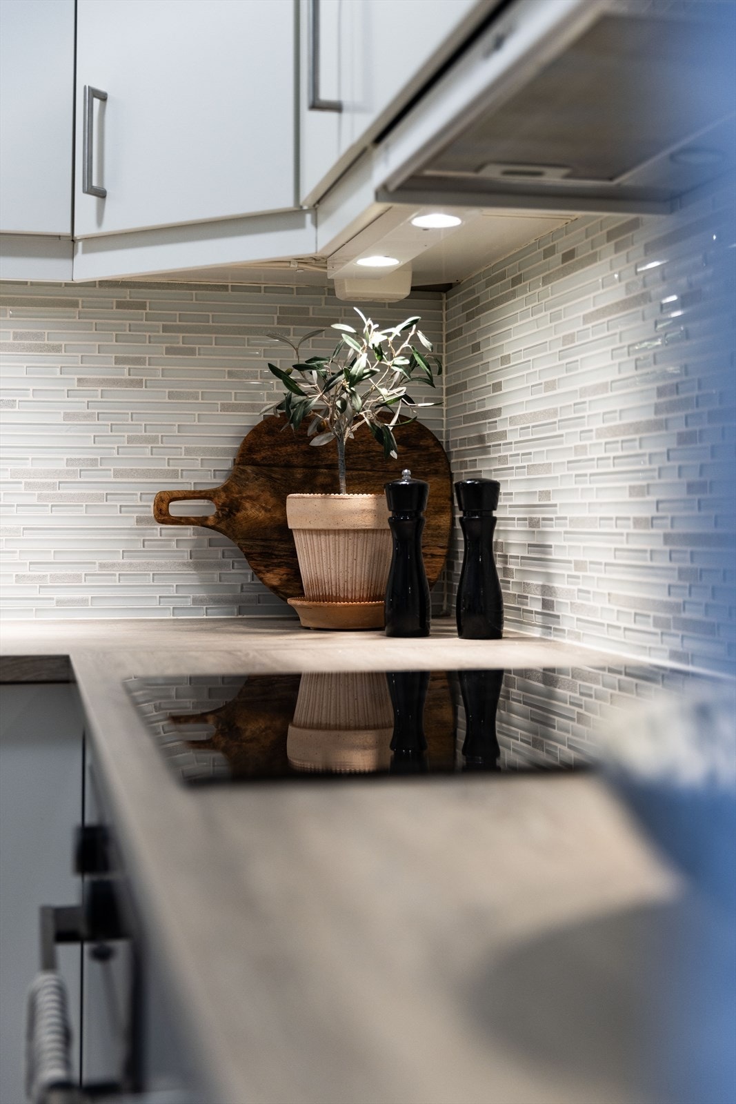 Integrerte hvitevarer som stekeovn, platetopp, oppvaskmaskin og kjøl/frys. Galleribilde