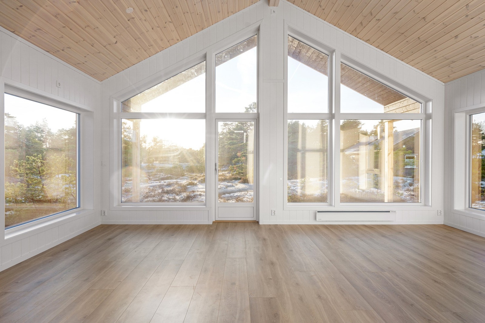 Store glassflater gir et fantastisk lysinnslipp, i tillegg til å ramme inn naturen ute Galleribilde