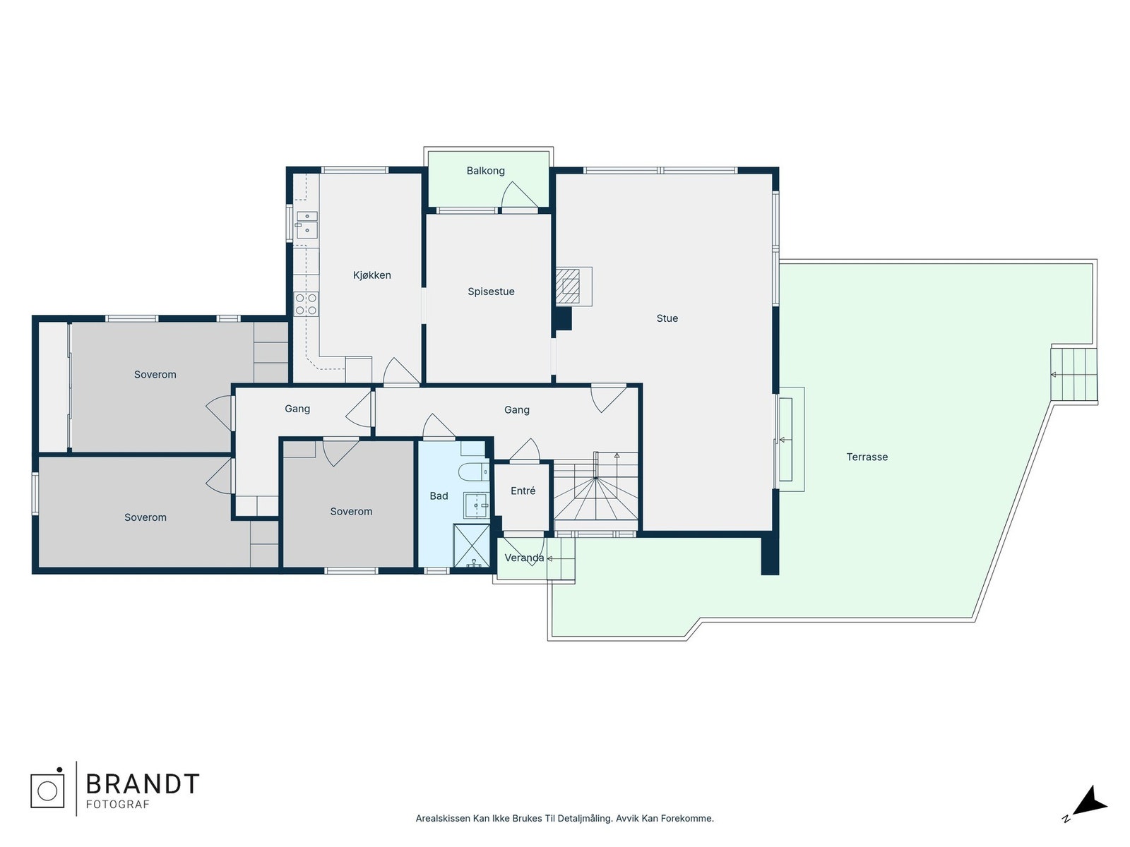 Planløsning i andre etasje - Påbygget med soverom i 1996 Galleribilde