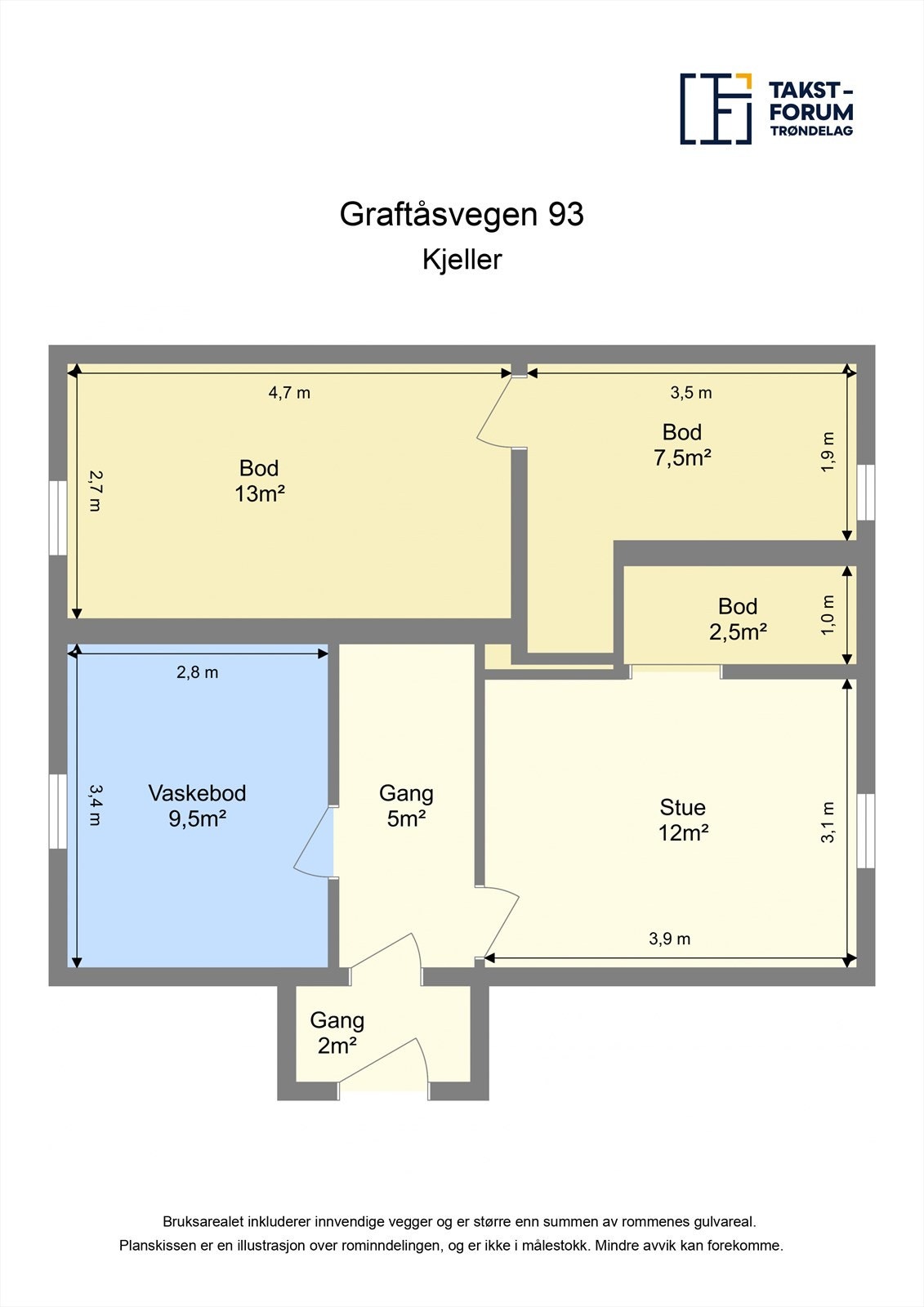 I kjelleren er det flere boder, kjellerstue og vaskerom. Galleribilde