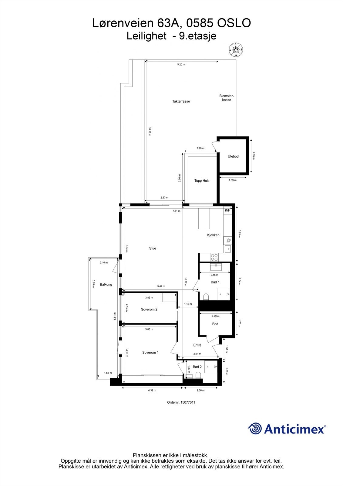 Målsatt plantegning Galleribilde