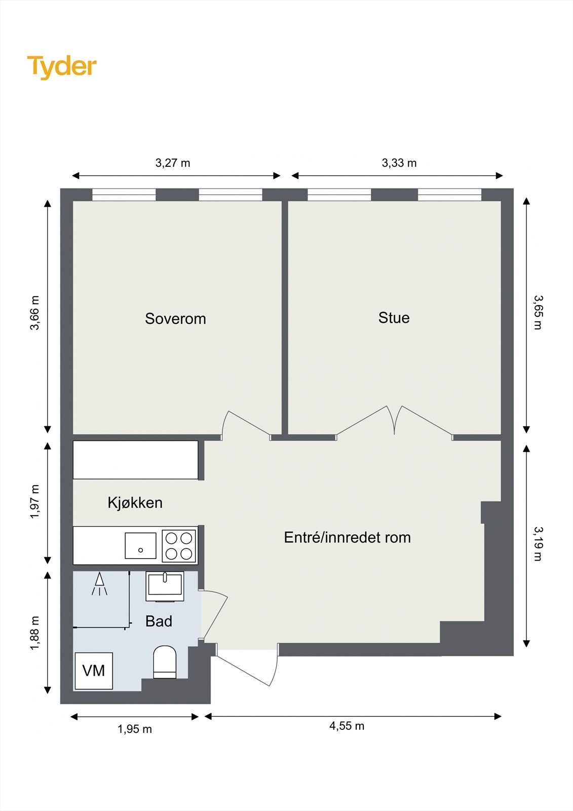 God planløsning med godt lysinnslipp og flere innredningsmuligheter Galleribilde