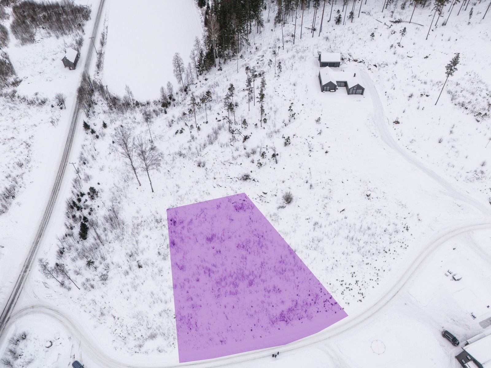 Tomten markert i byggefeltet! Galleribilde