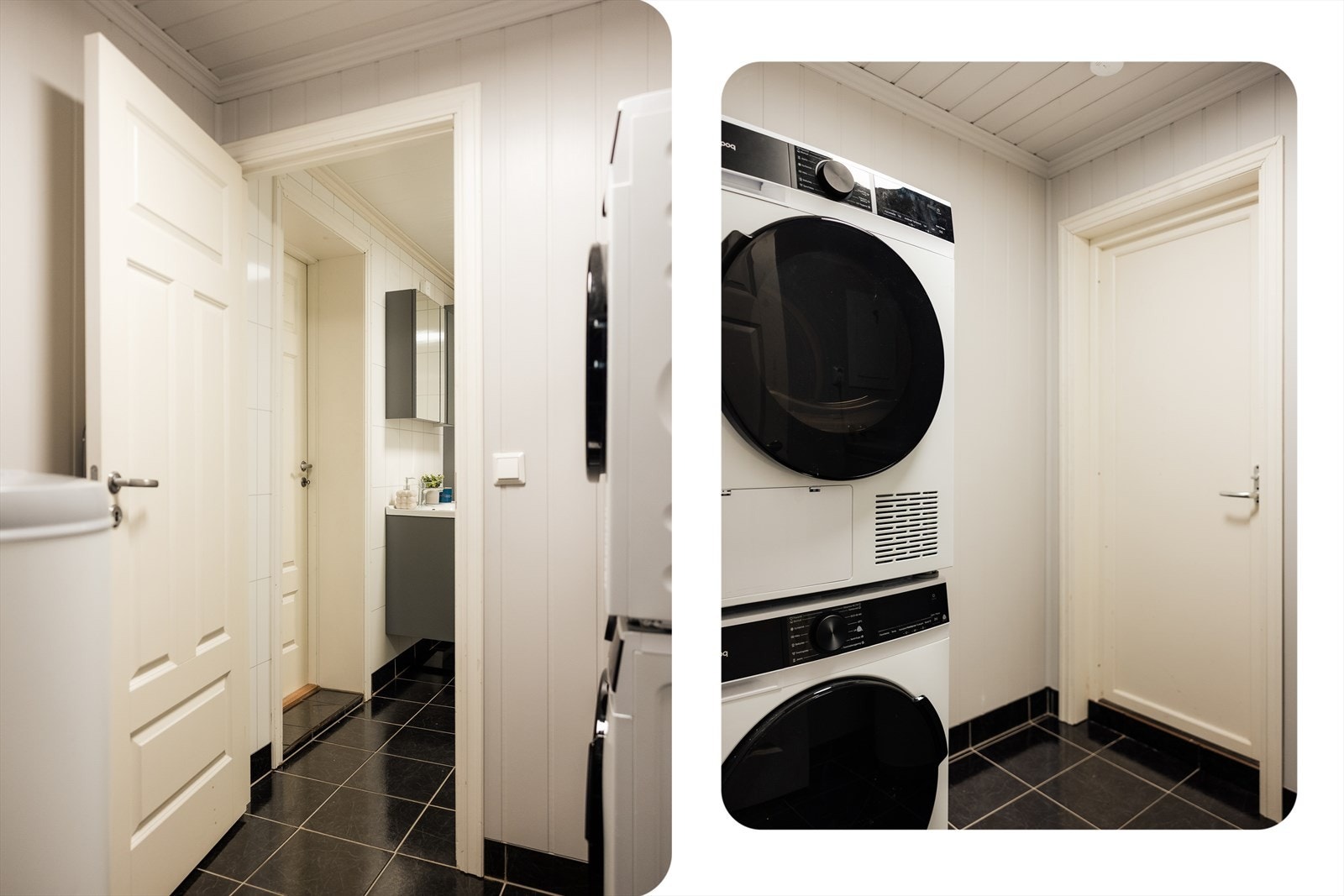 Vaskerommet er utstyrt med opplegg for vaskemaskin og varmtvannsbereder. Herfra er det videre utgang til en praktisk ytterbod Galleribilde